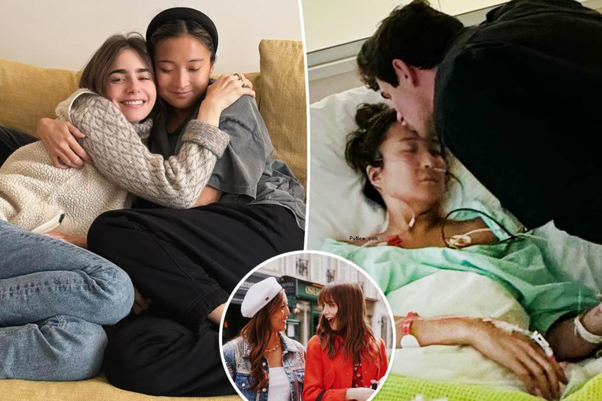 Ashley Park with Lily Collins and with Paul Forman.