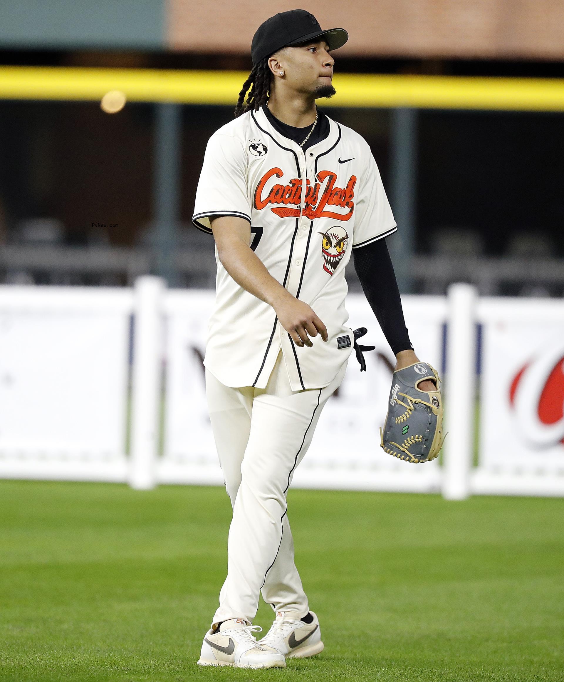 CJ Stroud playing in a celebrity softball game.