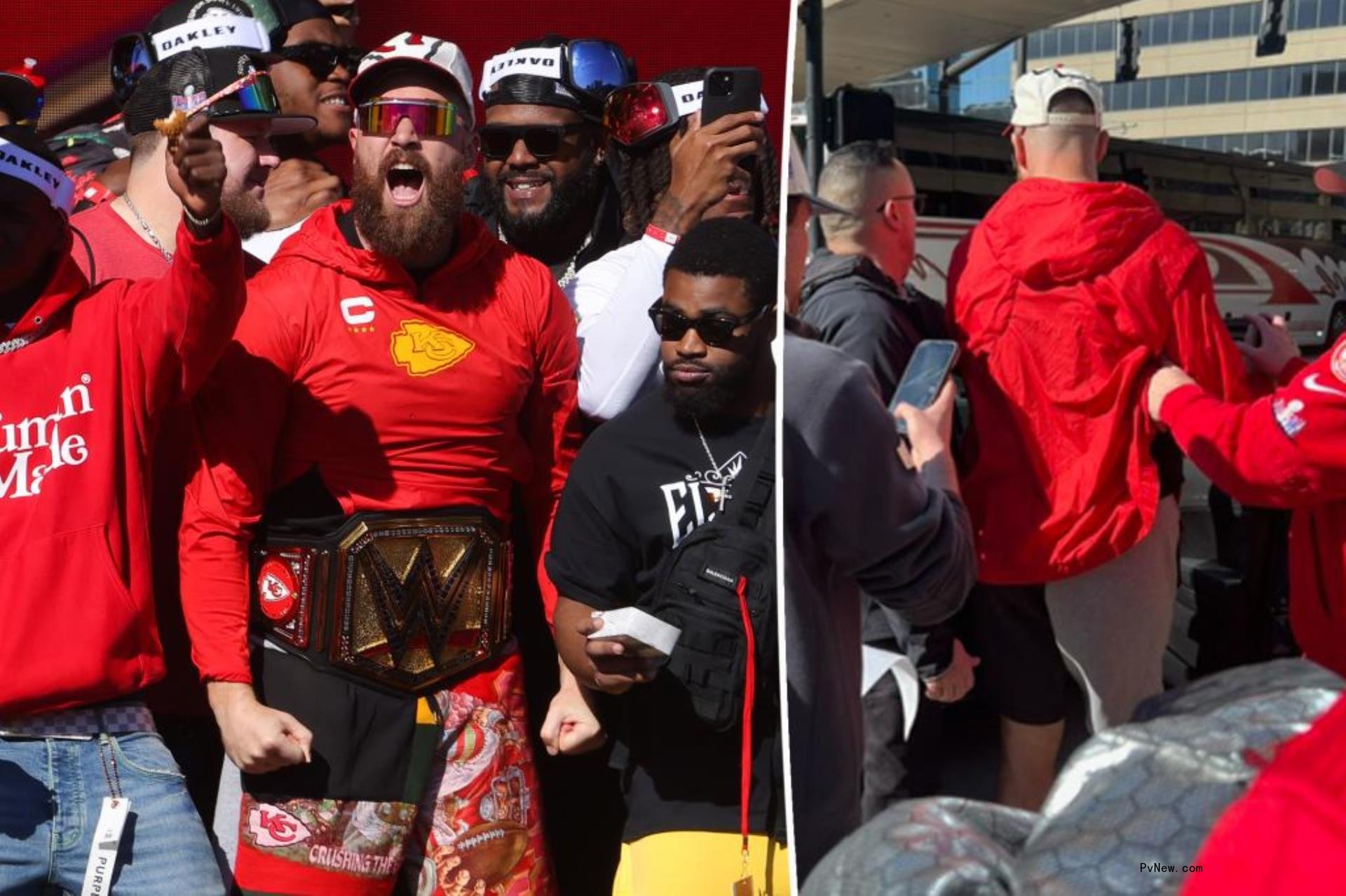 Travis Kelce at the Chiefs parade.