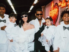 All the details on Usher and wife Jennifer Goicoechea’s wedding looks: His-and-hers suits, custom veil, more