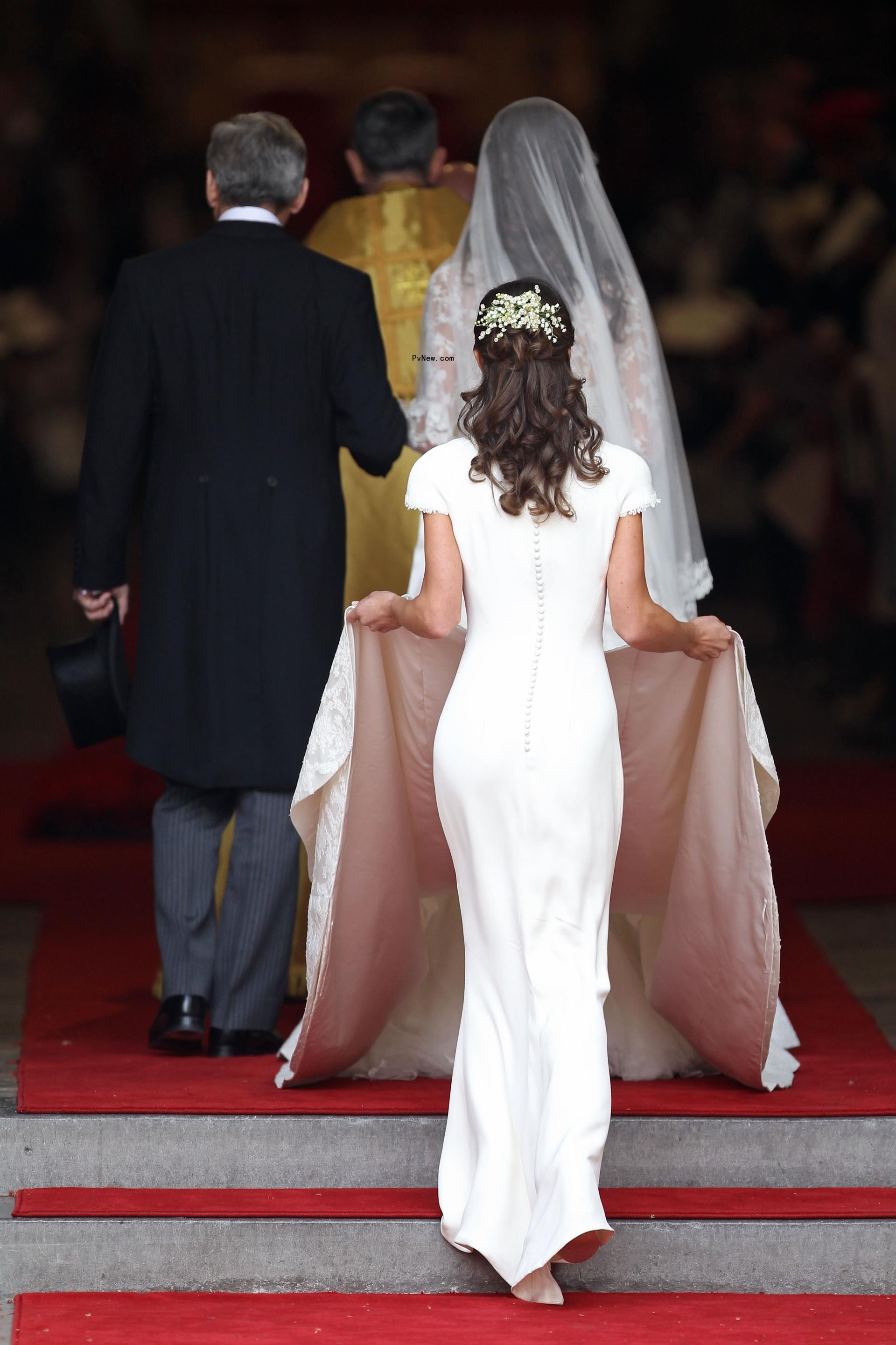 Pippa Middleton at sister, Kate Middleton's wedding.