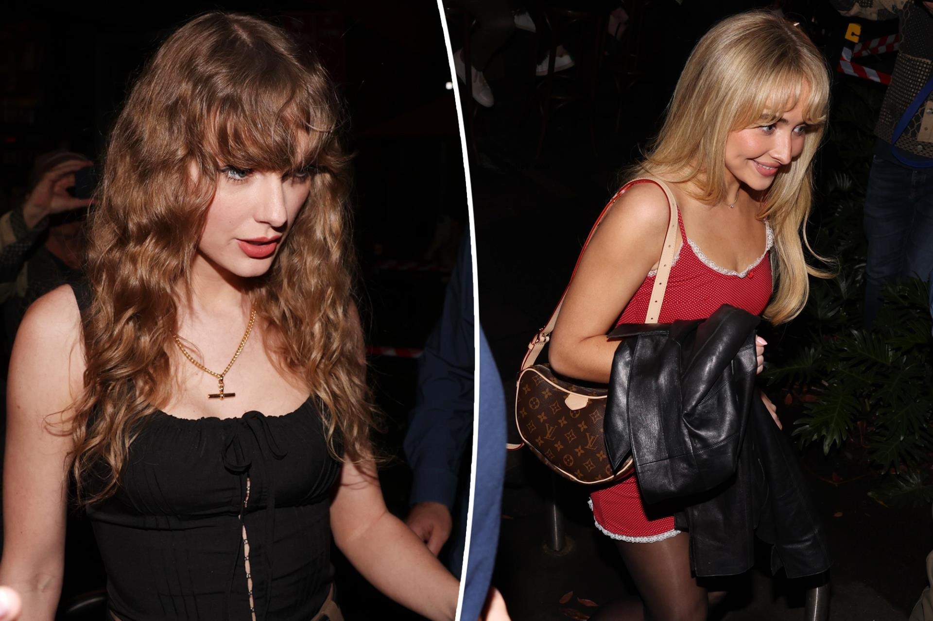 Taylor Swift lets her natural curls hang loose at dinner with Sabrina Carpenter