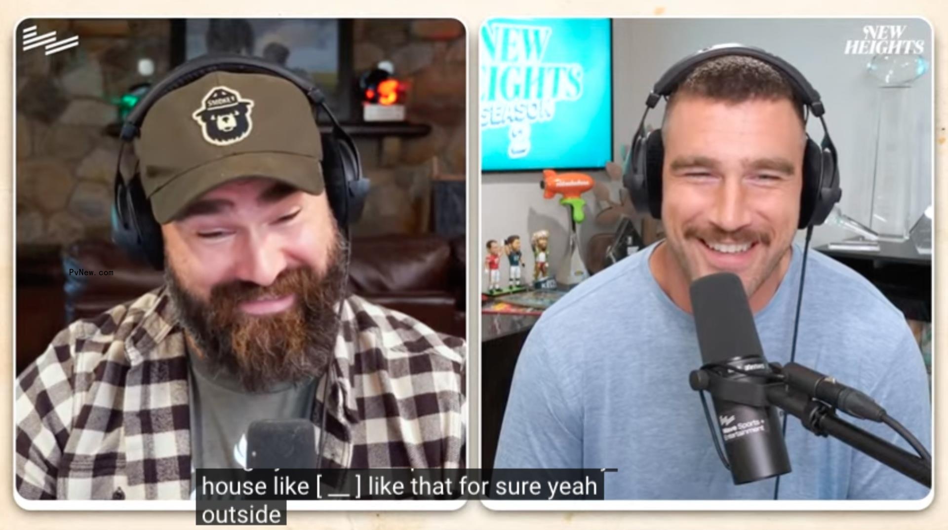 Jason Kelce and Travis Kelce chatting on their