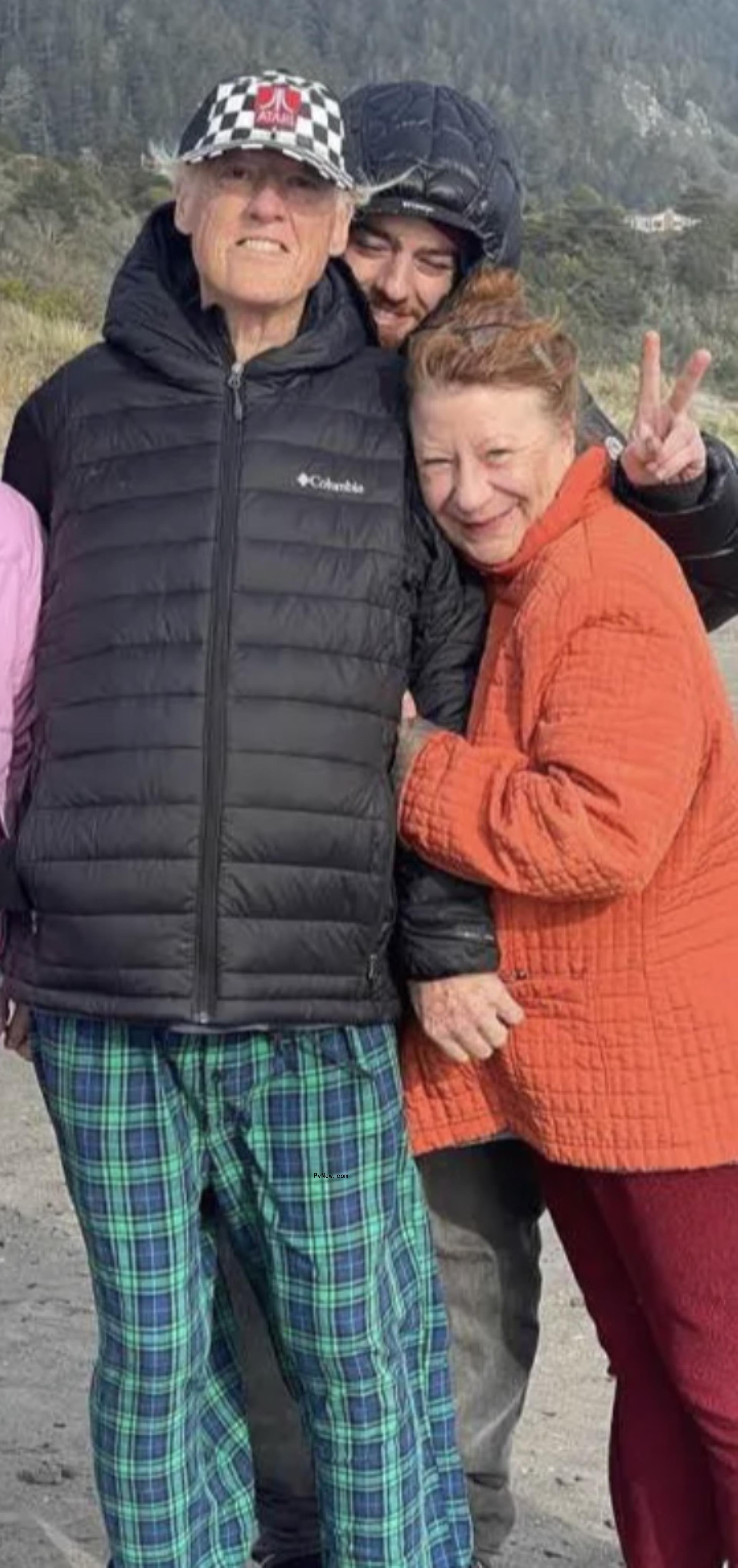 Angus Cloud with his parents.