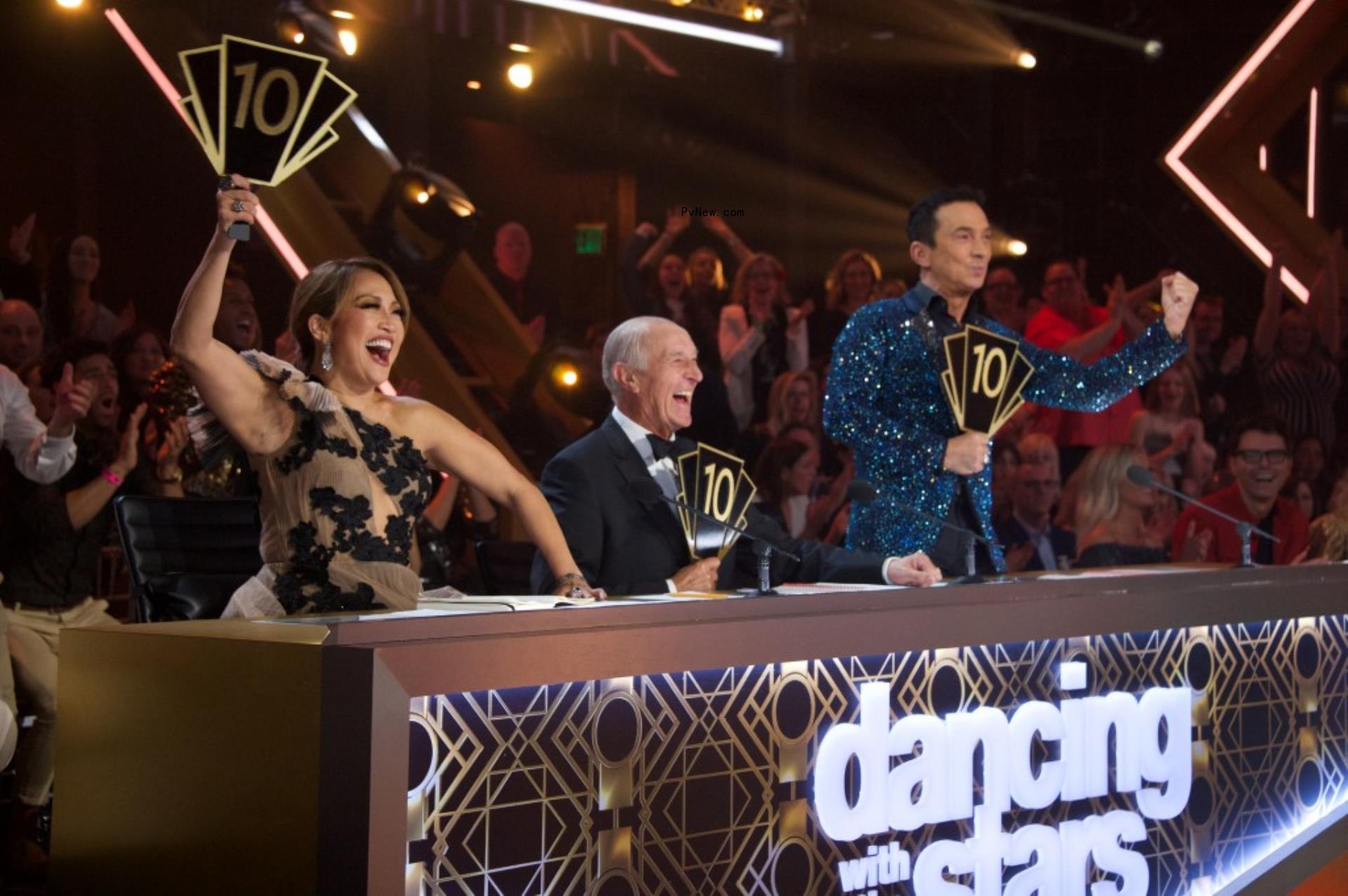 A photo of “Dancing With the Stars” judges Len Goodman, Carrie Ann Inaba and Bruno Tonioli