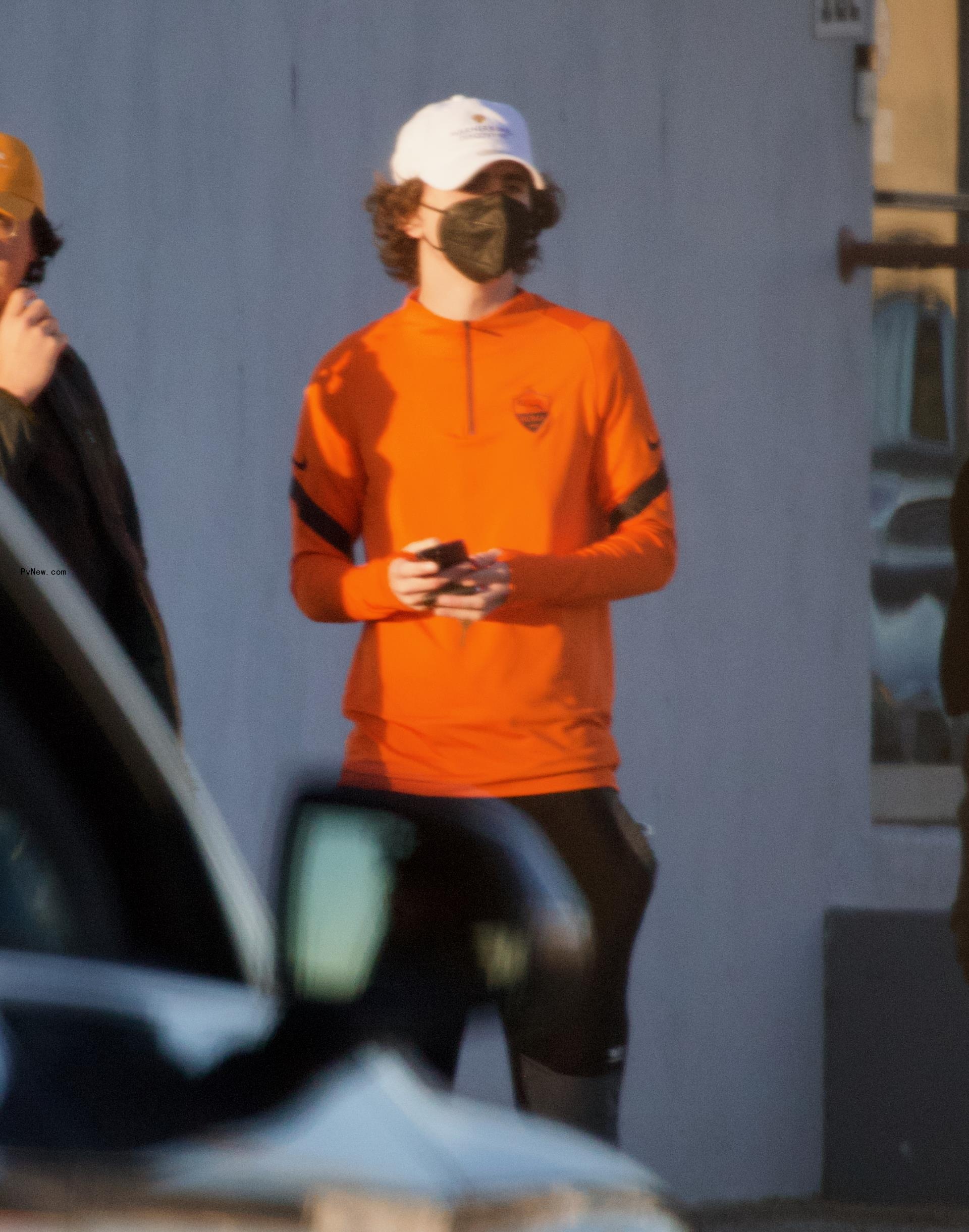 Timothée Chalamet in orange.