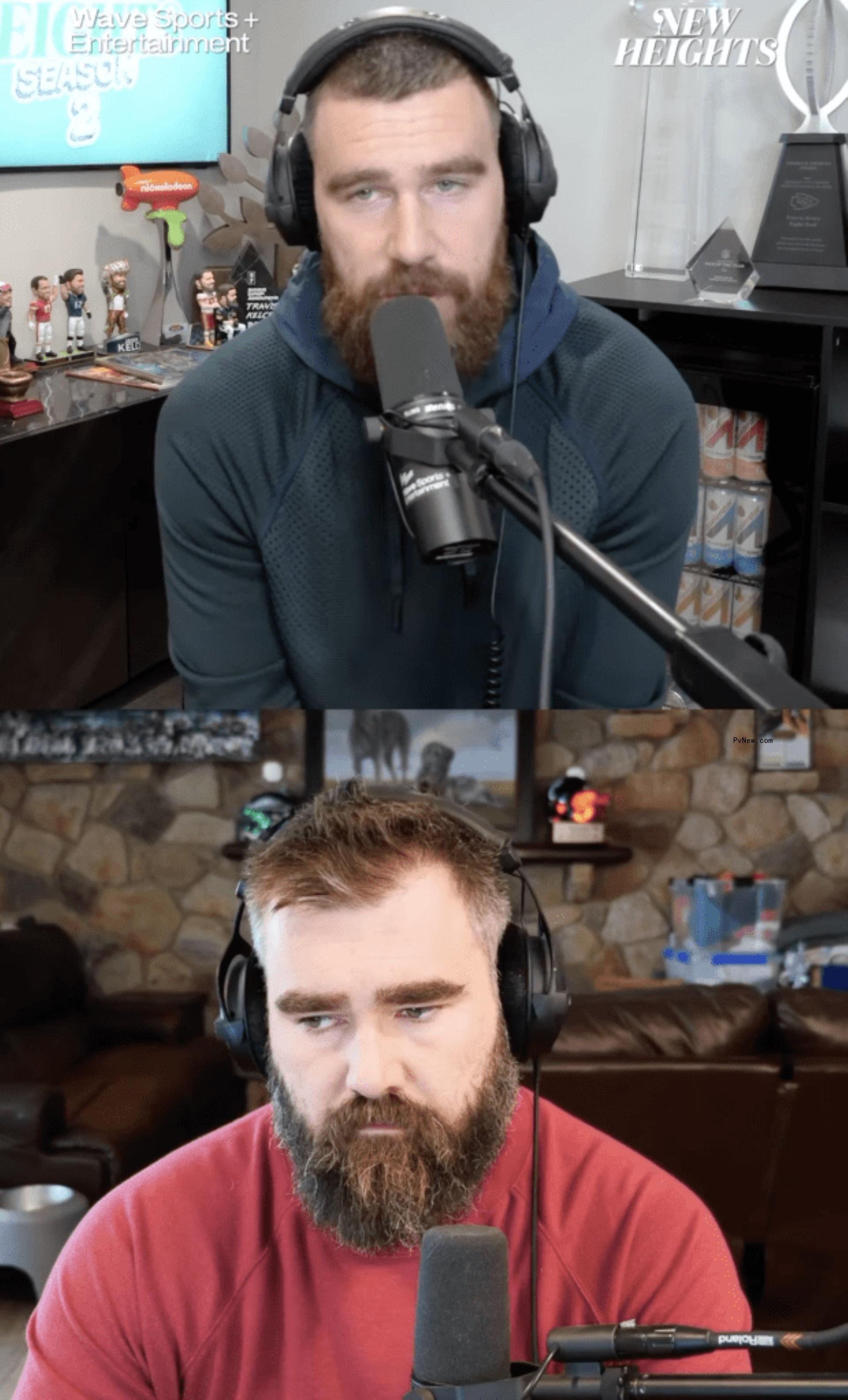 Travis Kelce and Jason Kelce talking