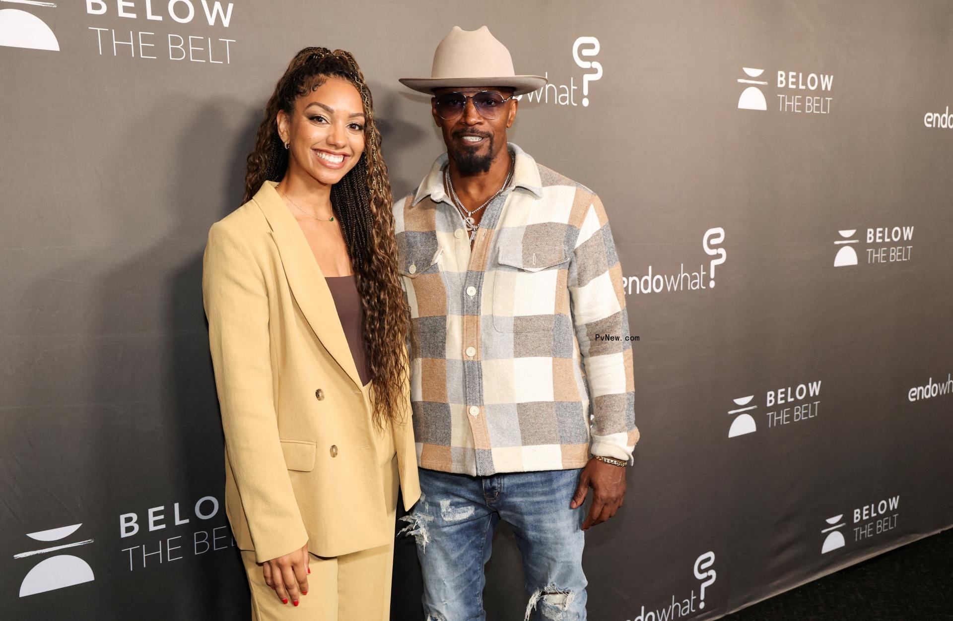 Corinne Foxx and Jamie Foxx on the red carpet