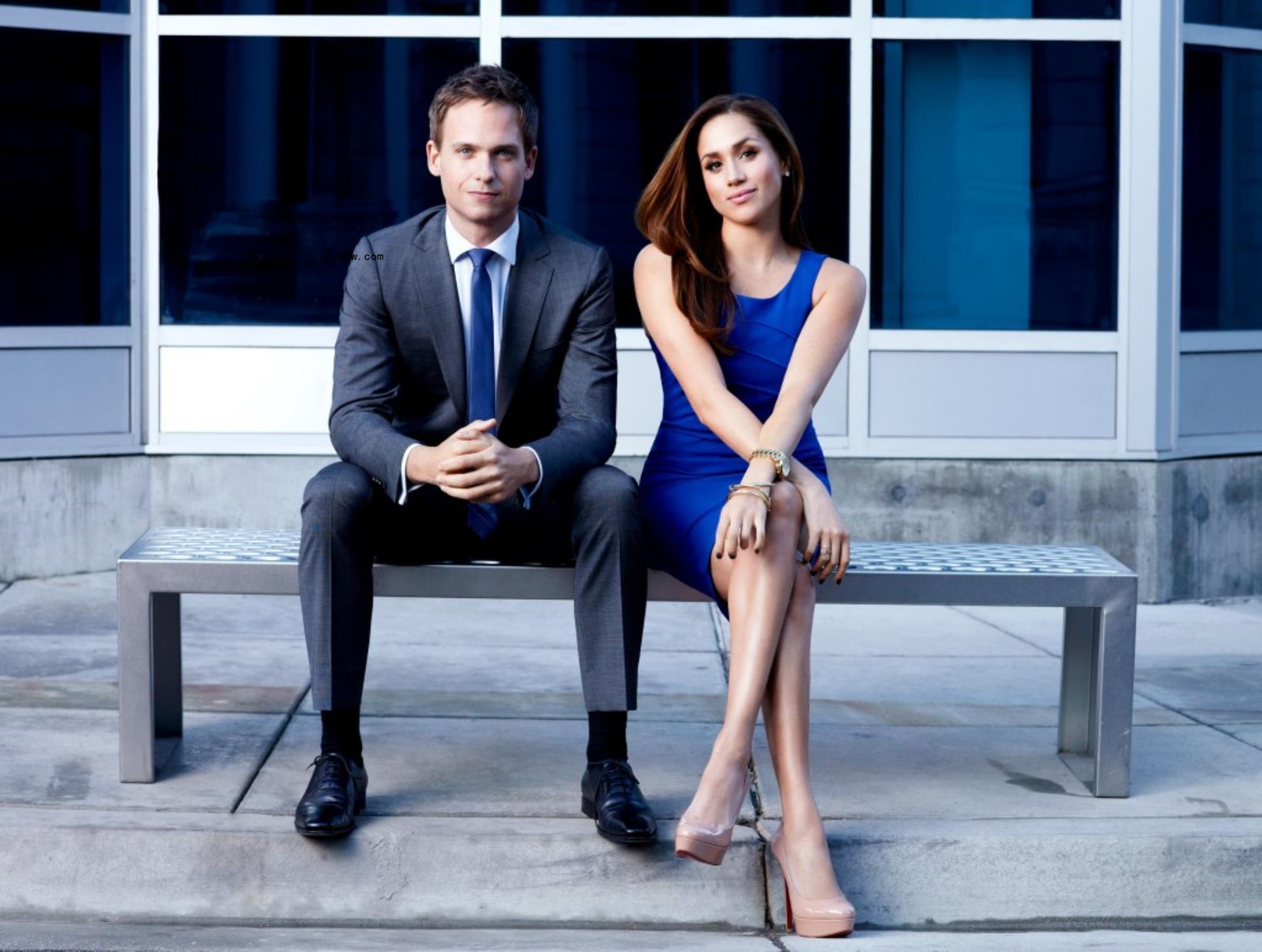 Patrick J. Adams and Meghan Markle in