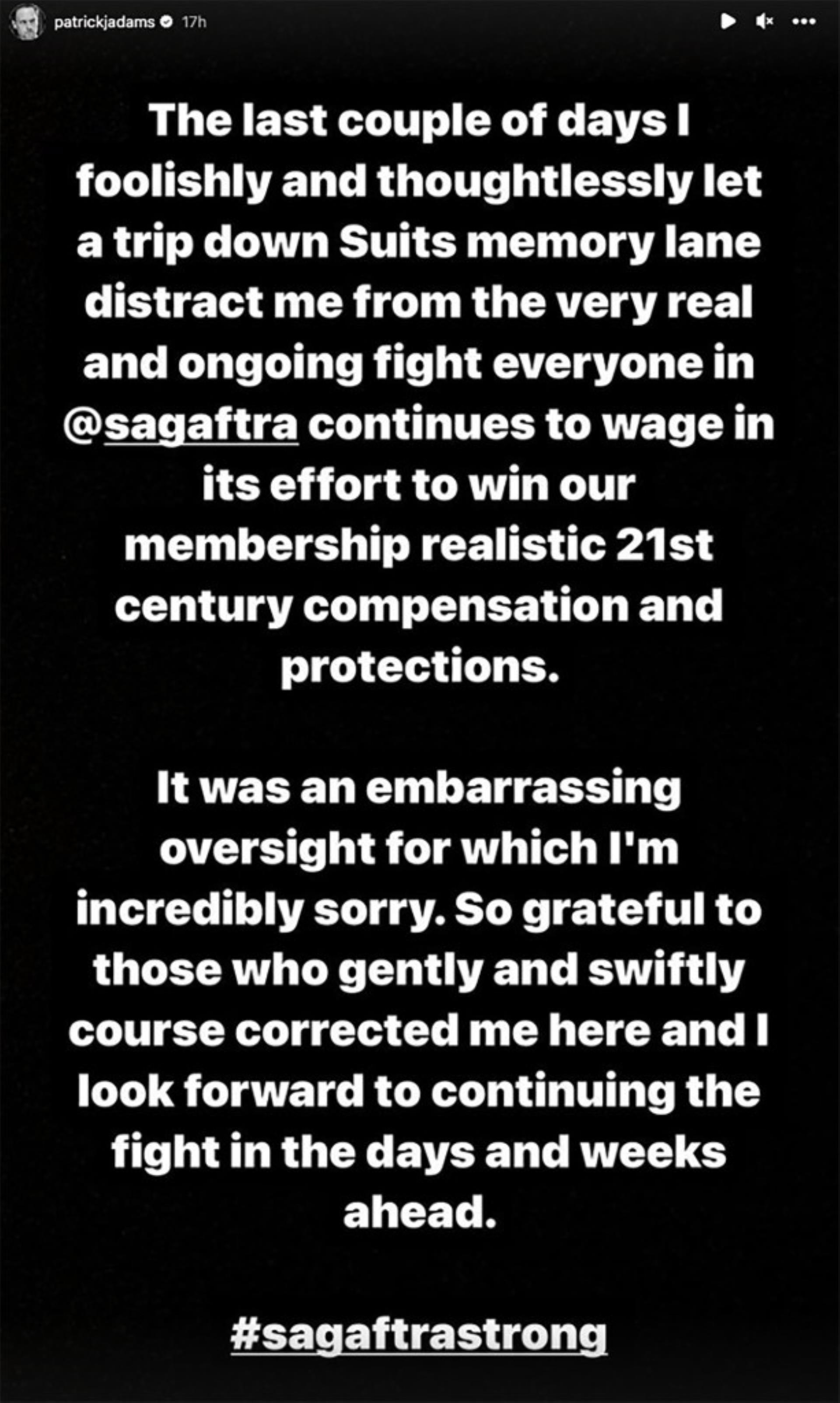 Patrick J. Adams' statement.