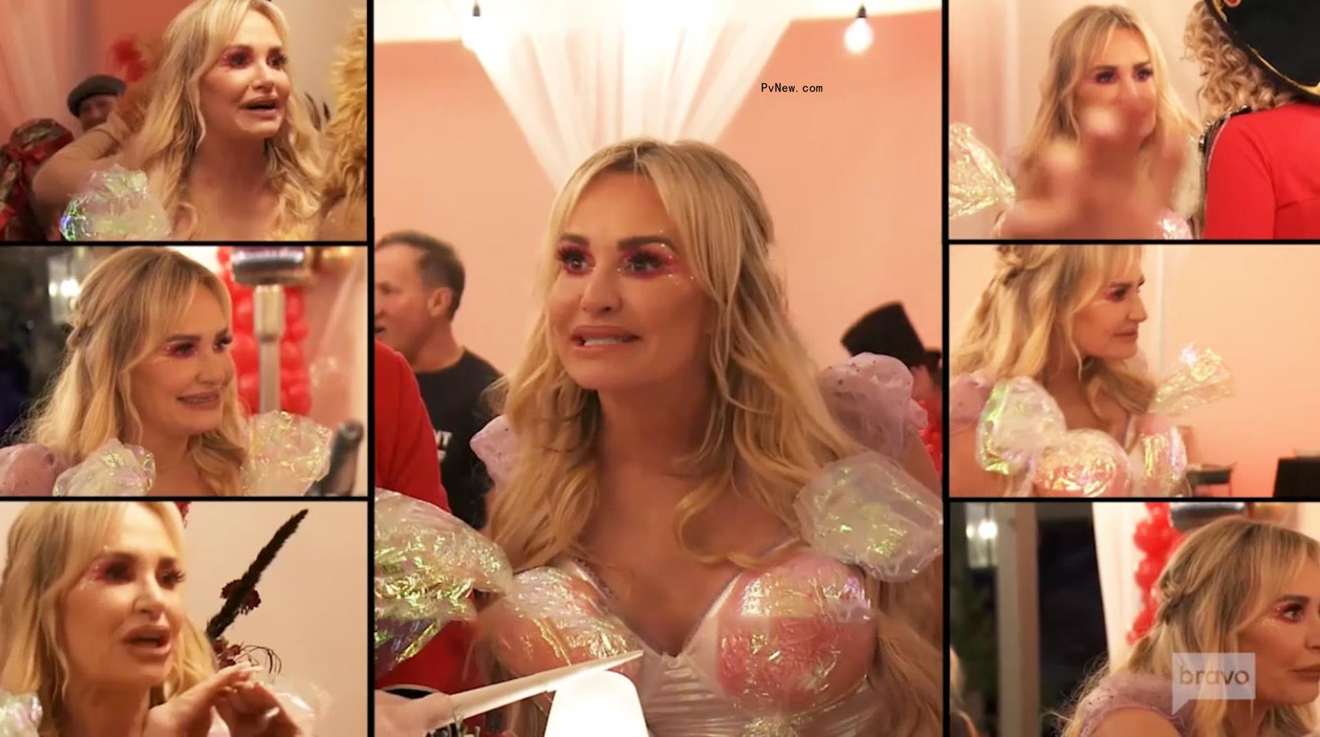 Several photos of Taylor Armstrong talking on