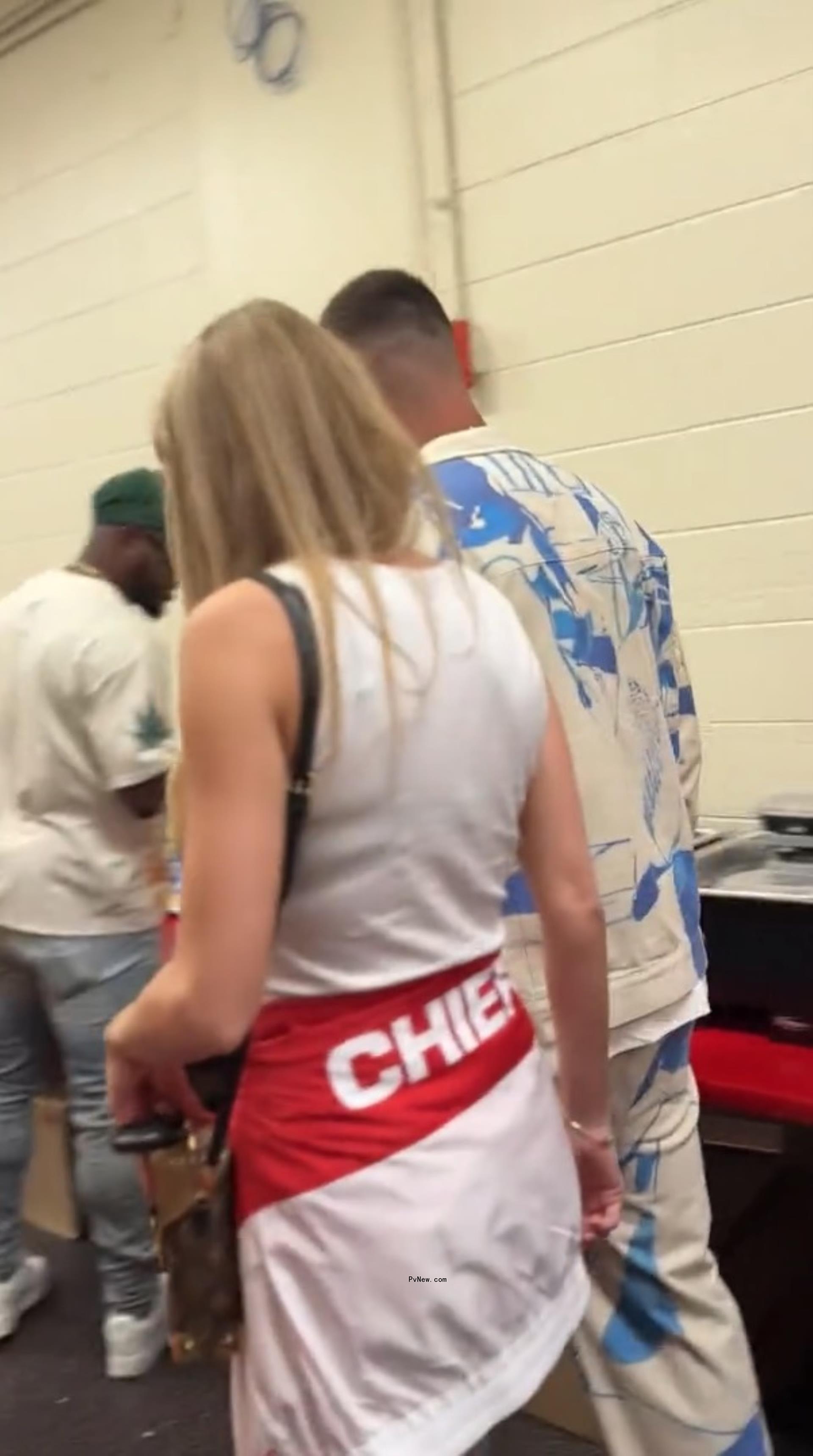 Travis Kelce and Taylor Swift leaving Kansas City Chiefs game