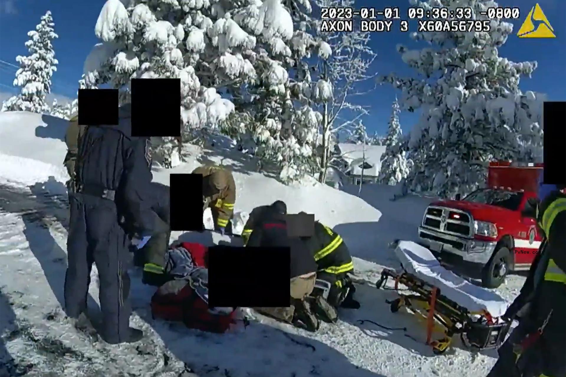 Bodycam footage scene of Jeremy Renner's snowplow accident