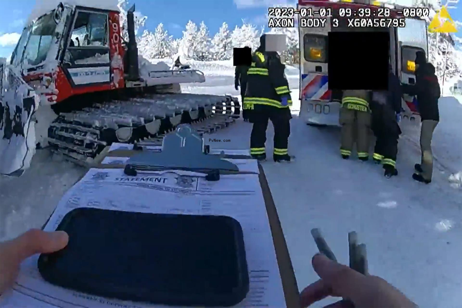 Bodycam footage scene of Jeremy Renner's snowplow accident