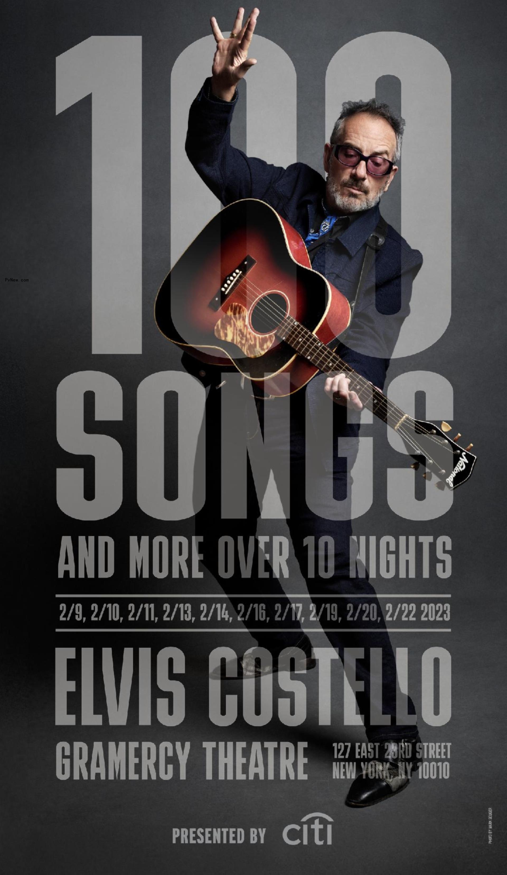 Elvis Costello Announces 10-Night NYC Stand, Unveils the First 100 of 200 Unique So<i></i>ngs Planned for Nightly Setlists