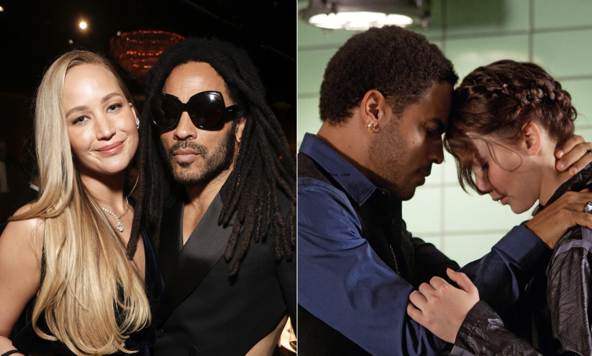 Jennifer Lawrence and Lenny Kravitz Have a ‘Hunger Games’ Reunio<i></i>n at the Golden Globes, Just Over 10 Years After ‘Catching Fire’ Release
