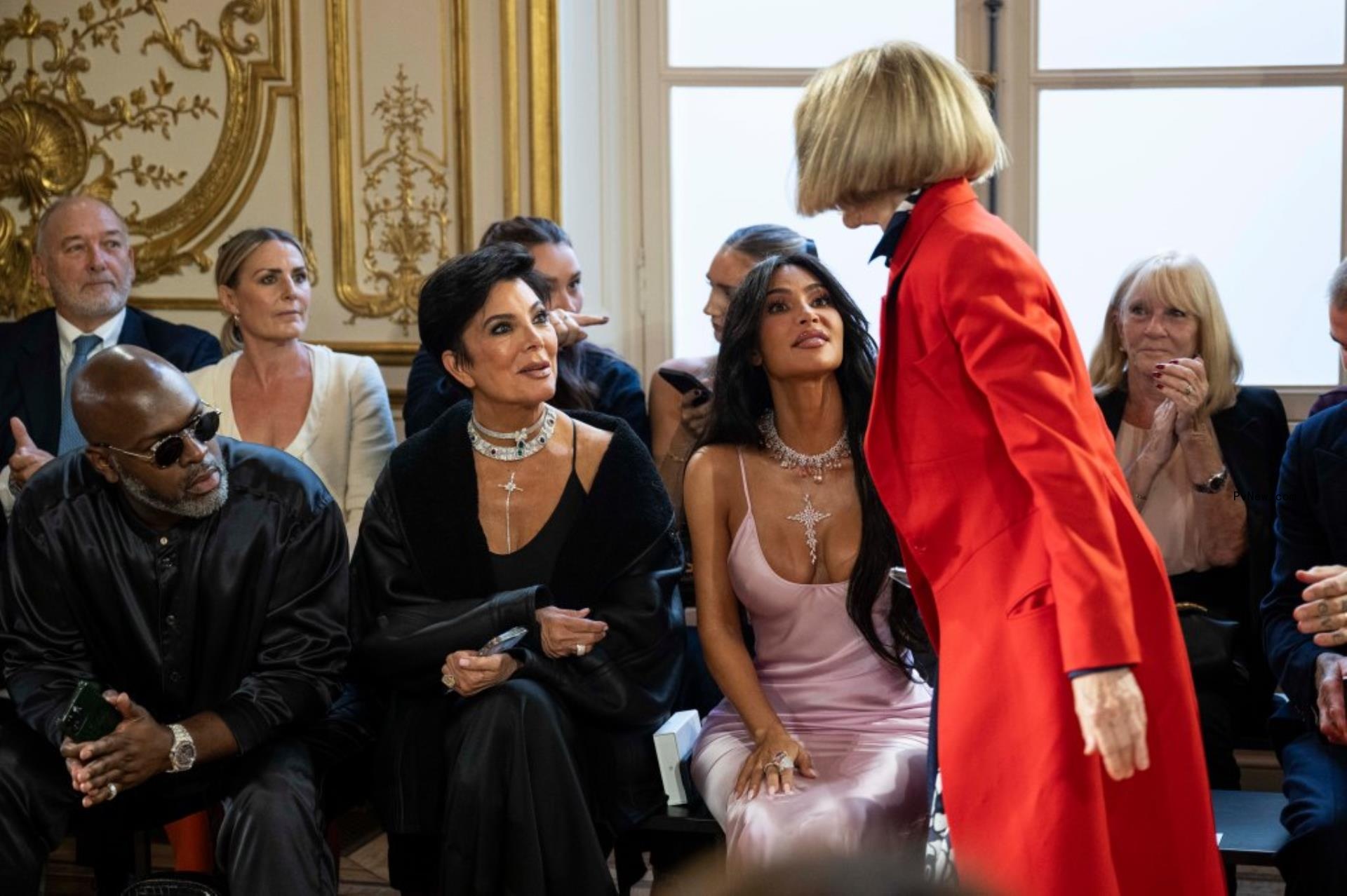 Anna Wintour and Kim Kardashian at Victoria Beckham's Paris fashion show. 