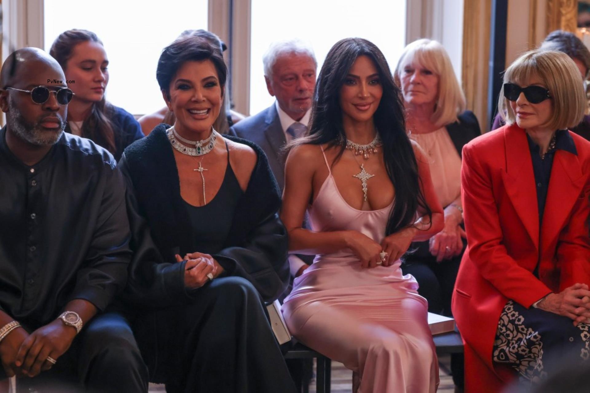 Anna Wintour and Kim Kardashian at Victoria Beckham's Paris fashion show. 