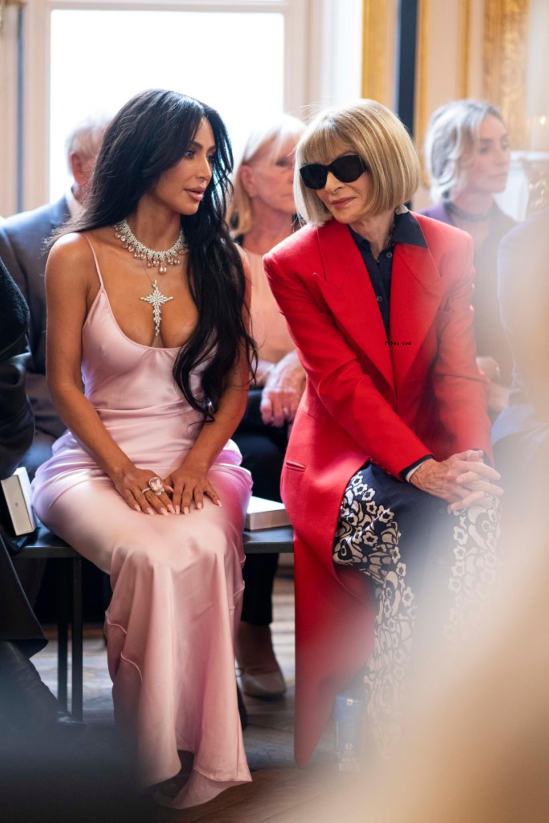 Anna Wintour and Kim Kardashian at Victoria Beckham's Paris fashion show. 