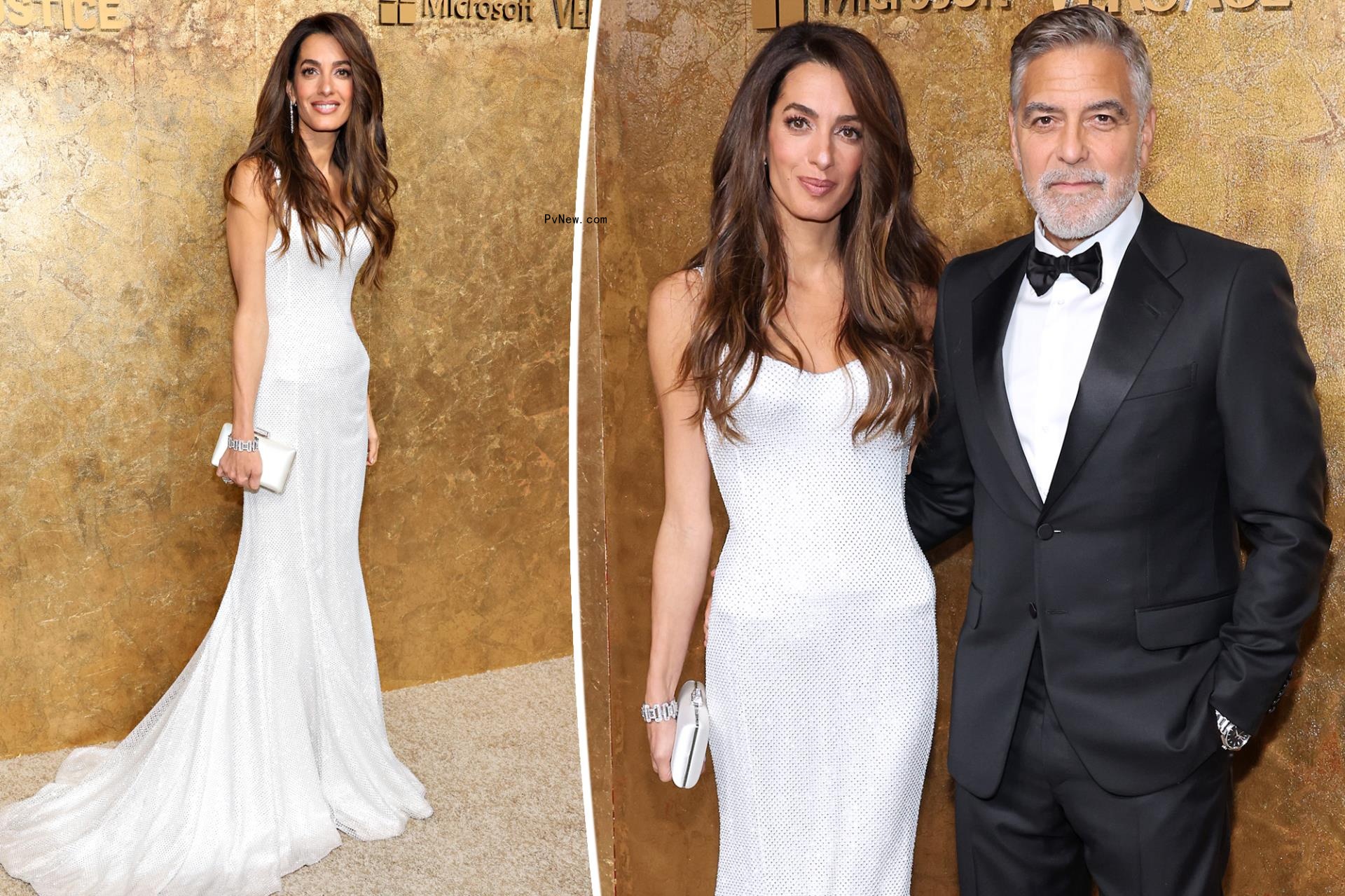 Amal Cloo<i></i>ney shimmers in white Versace dress at the Cloo<i></i>ney Foundation’s Albie Awards