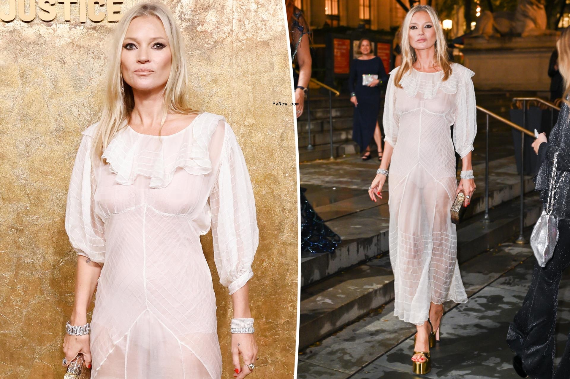 Kate Moss looks angelic in sheer white dress on Albies red carpet
