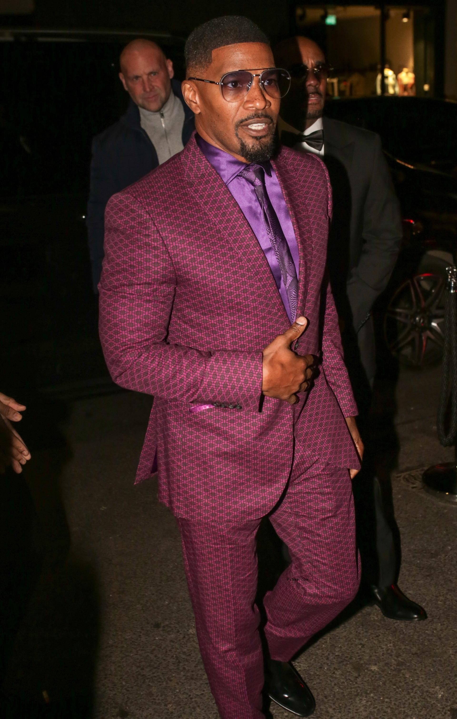Jamie Foxx wears purple suit
