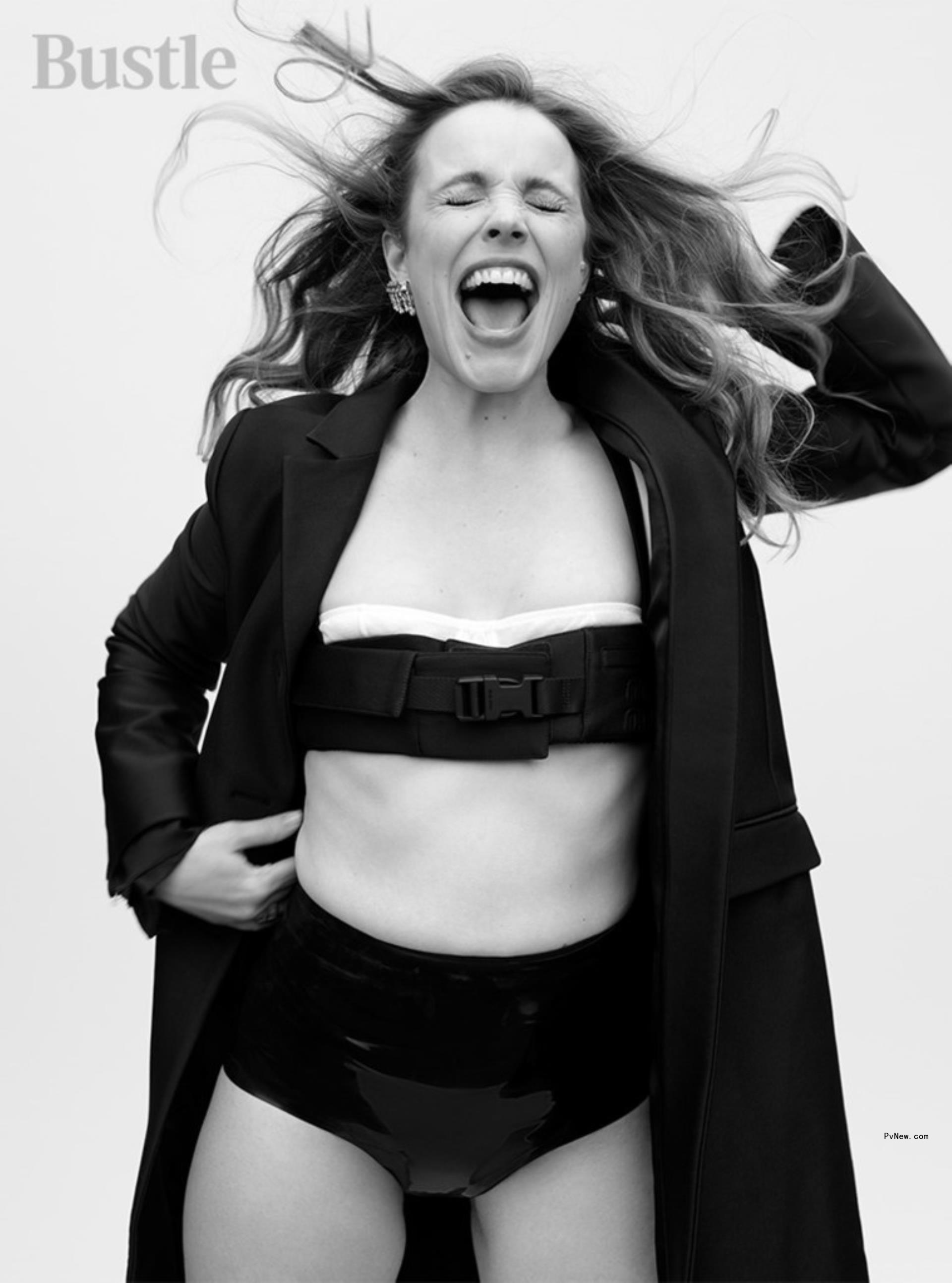 Rachel McAdams posing for bustle. 