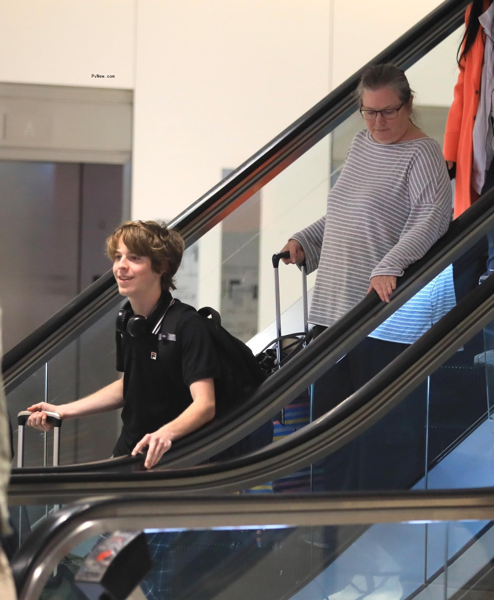 Bridget Fo<i></i>nda and Oliver Elfman at LAX