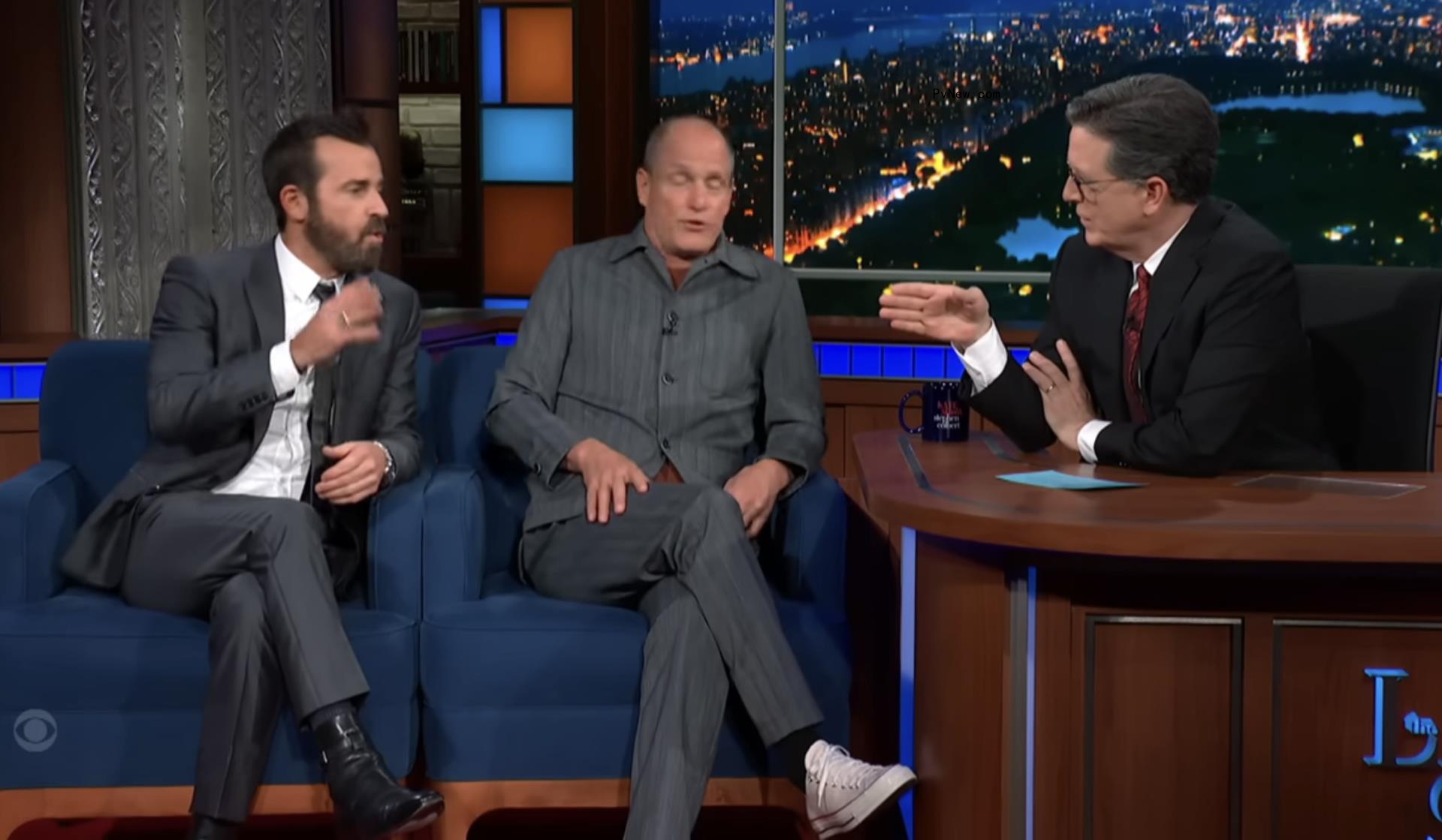 Woody Harrelson talking on 