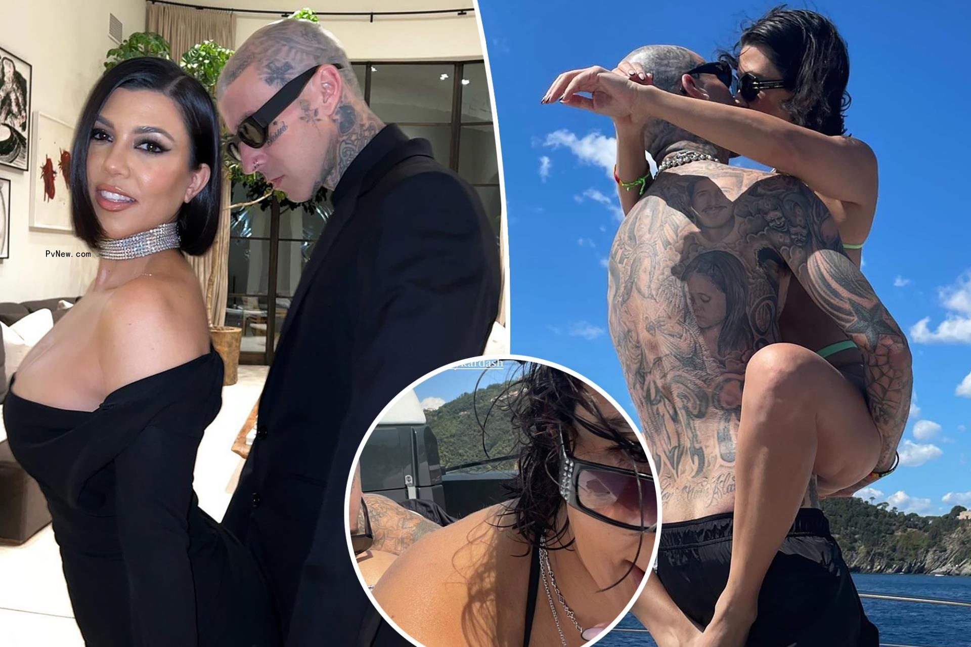 Travis Barker buries face in Kourtney Kardashian’s thong-clad booty