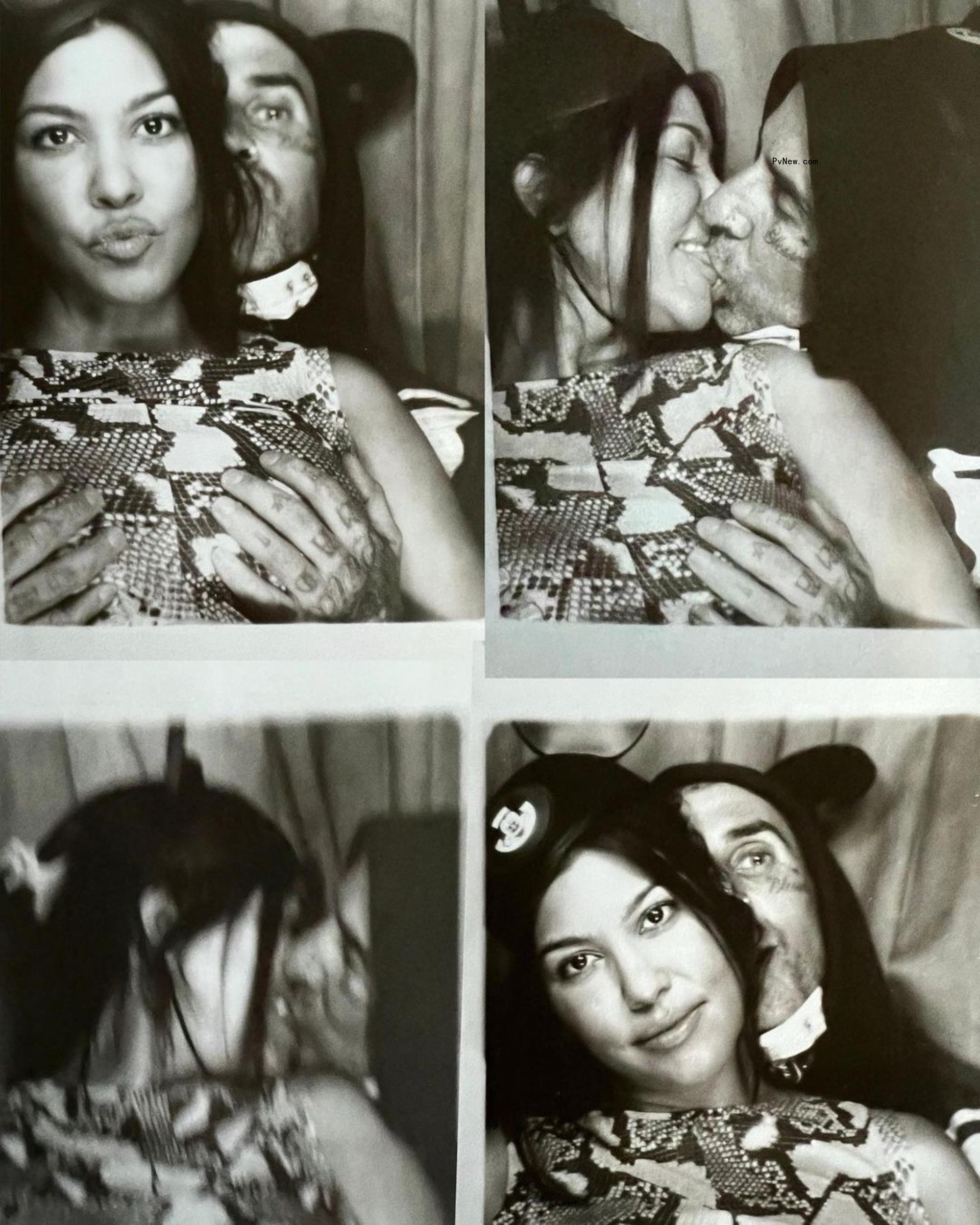 Travis Barker and Kardashian kissing in photo booth