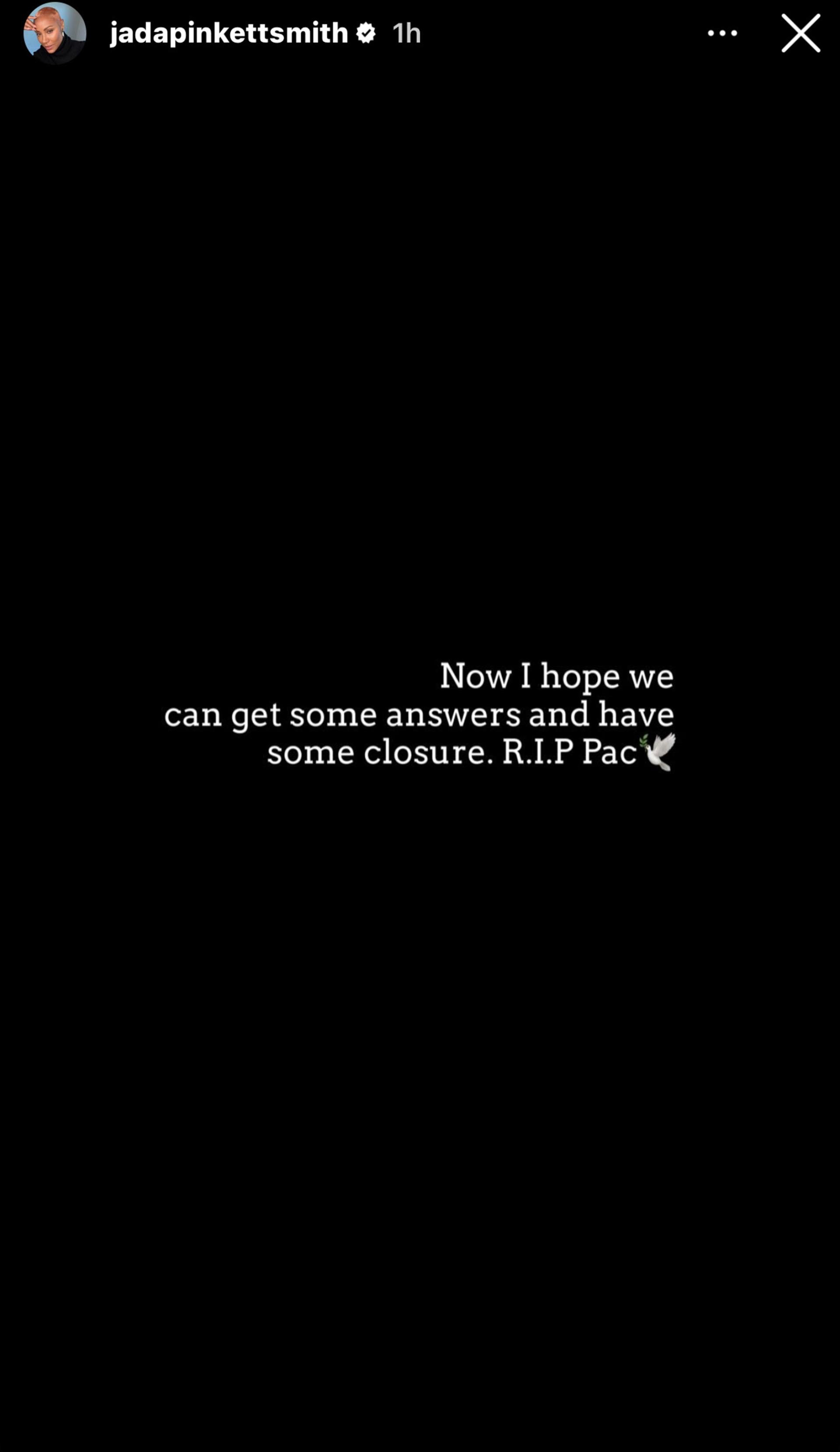 Jada Pinkett Smith's IG story.