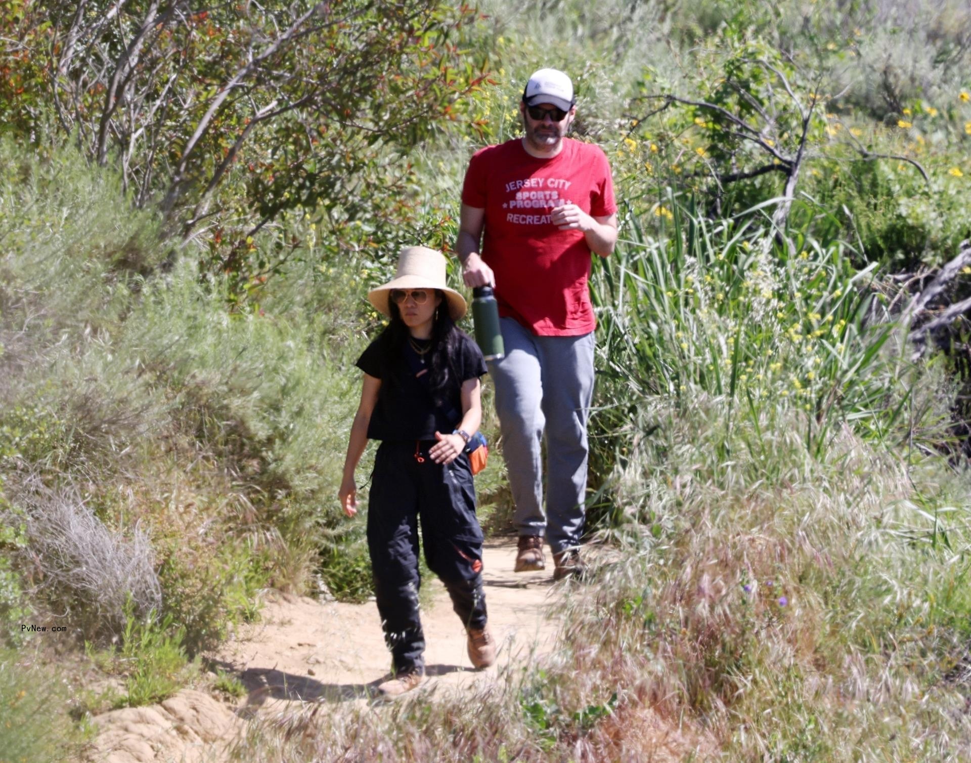 Bill Hader and Ali Wong hike