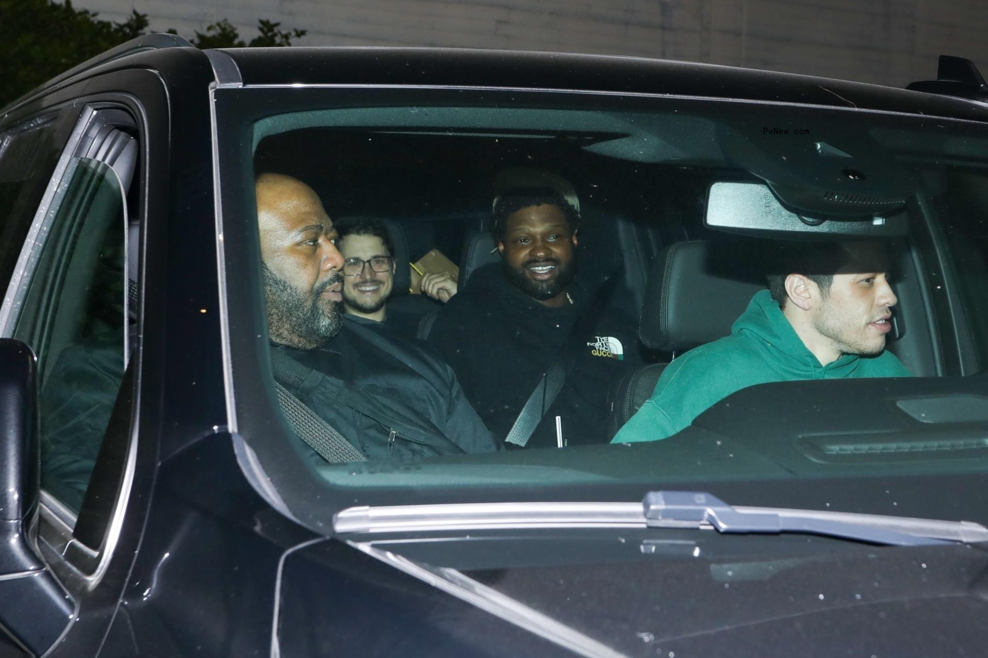 Pete Davidson driving a car