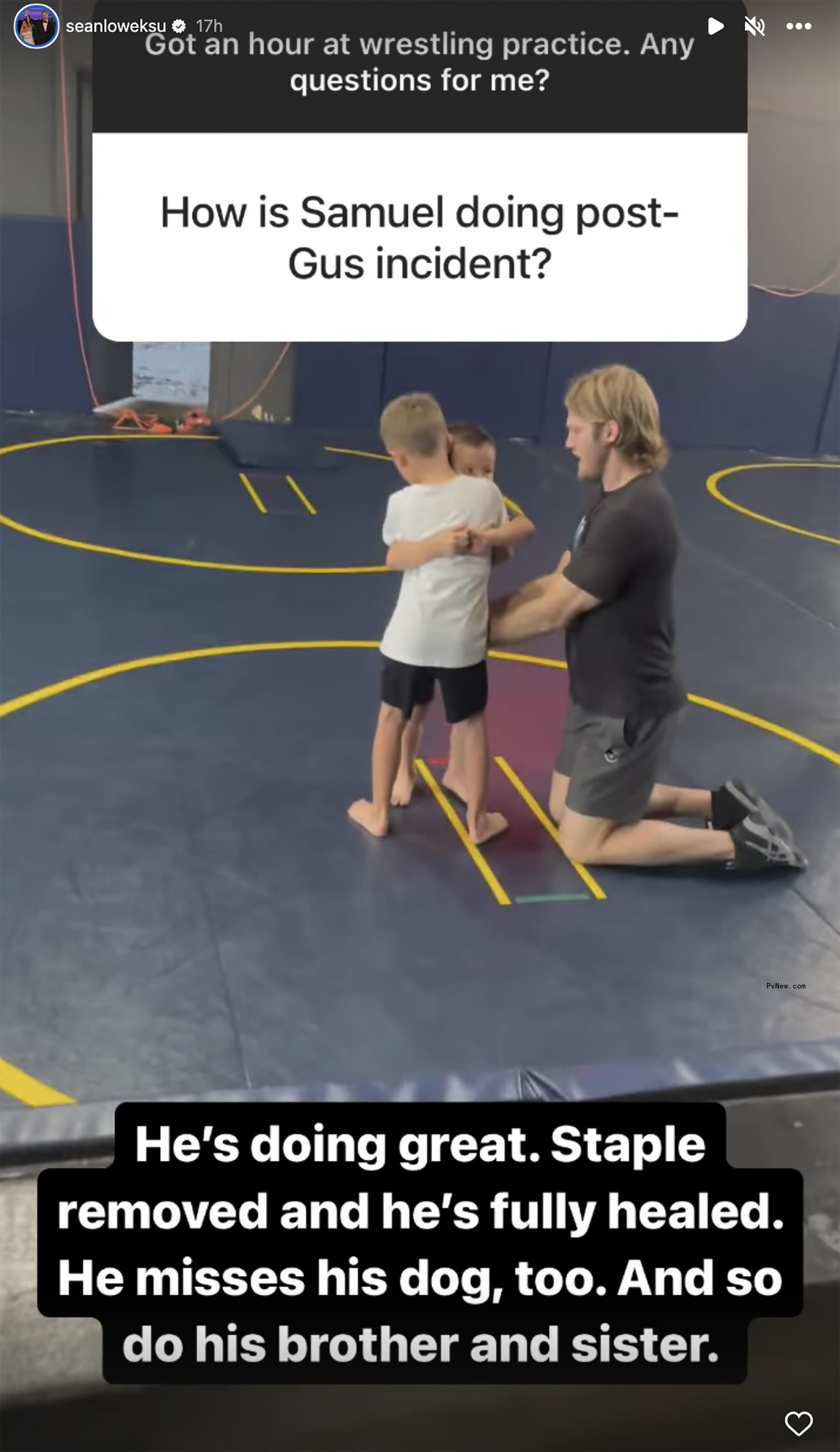 Sean Lowe's Instagram Story of son Samuel