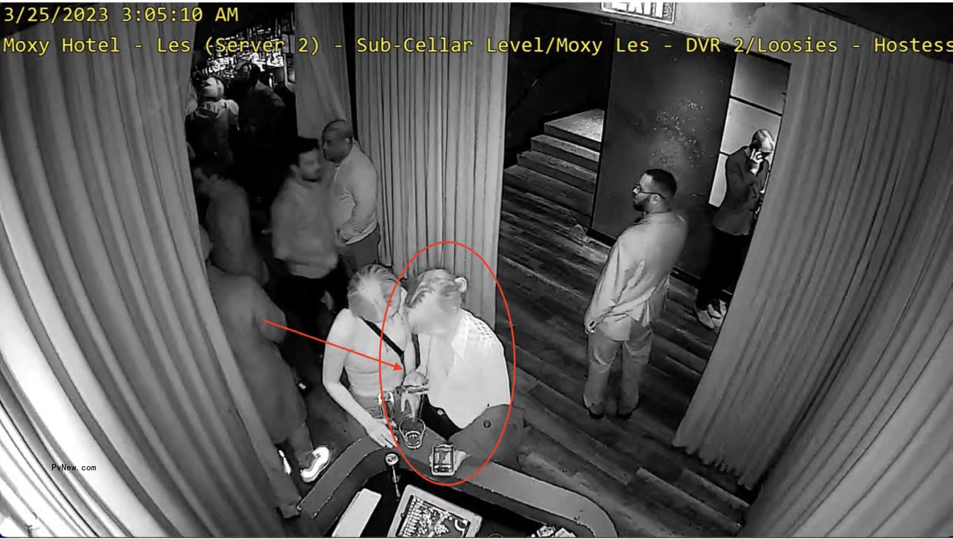 Security footage from a nightclub.