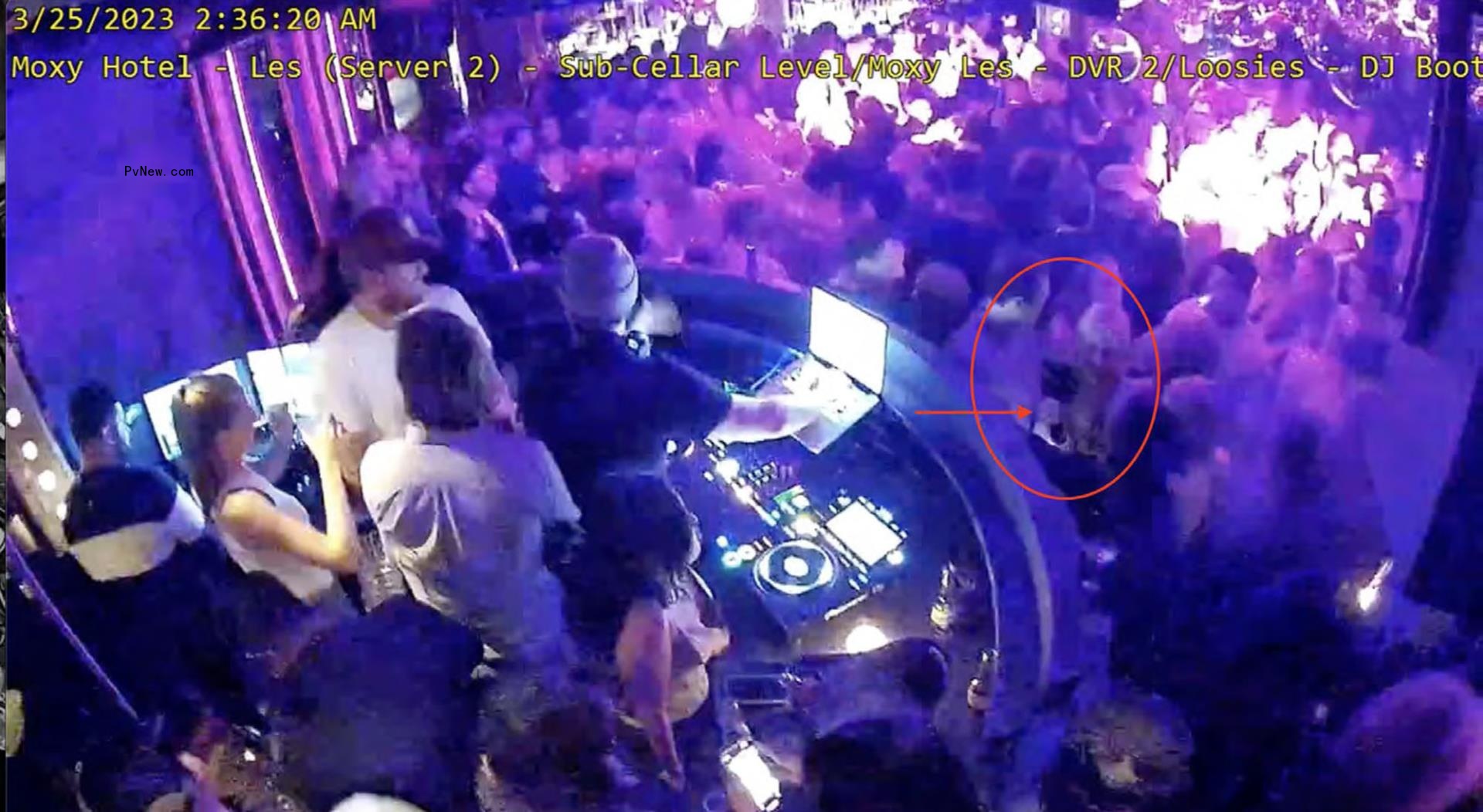 Security footage from a nightclub.