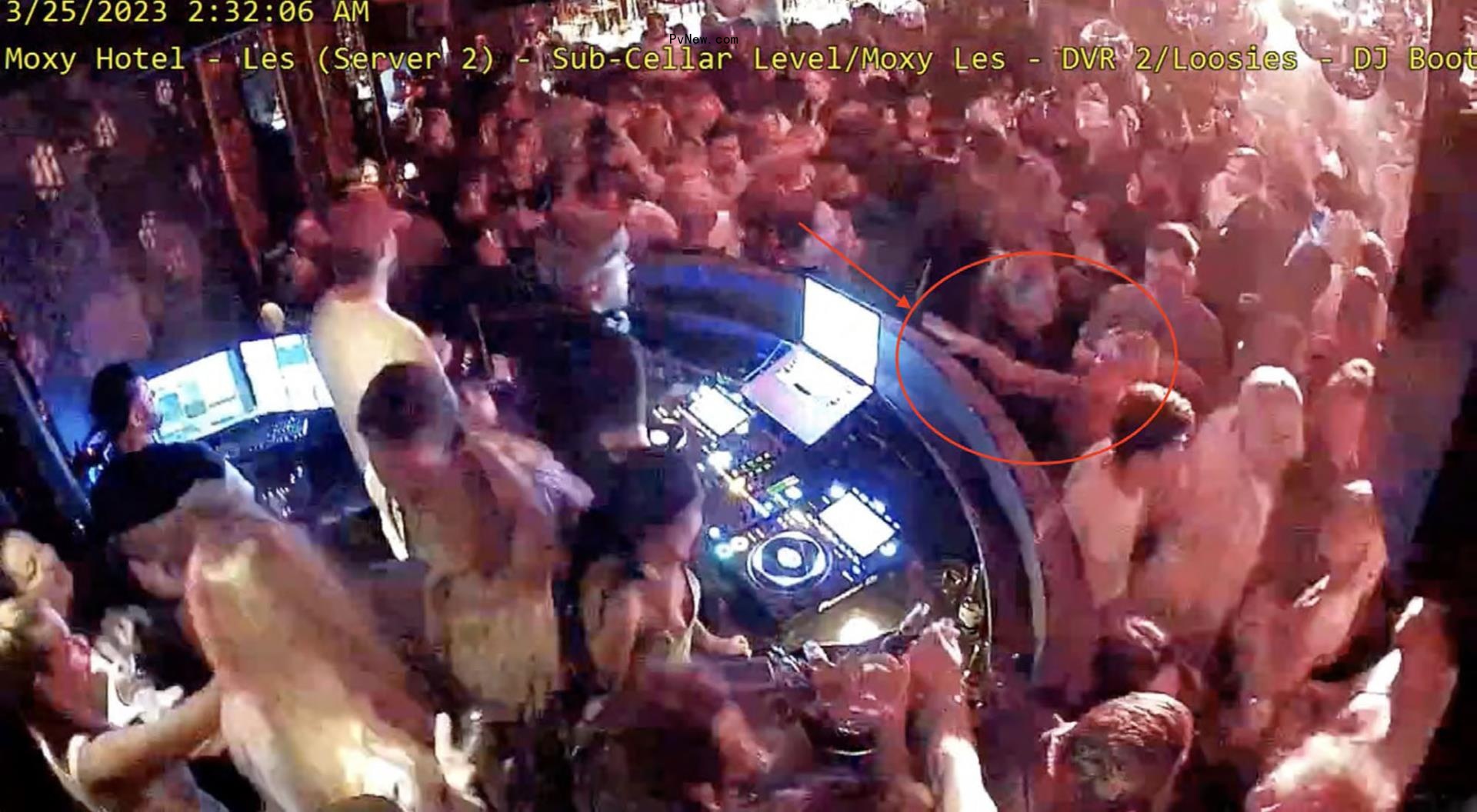 Security footage from a nightclub.