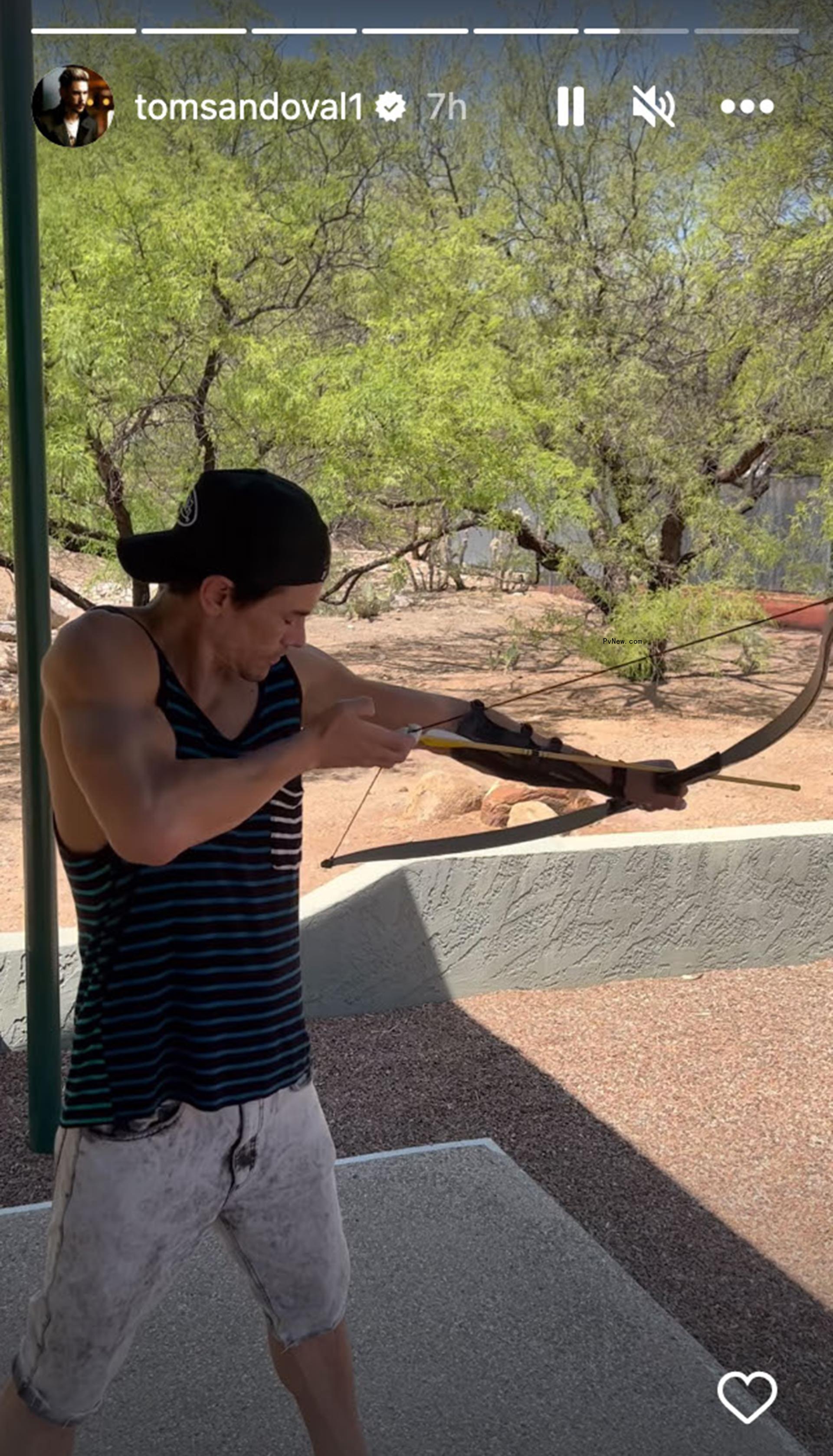 Tom Sandoval doing archery