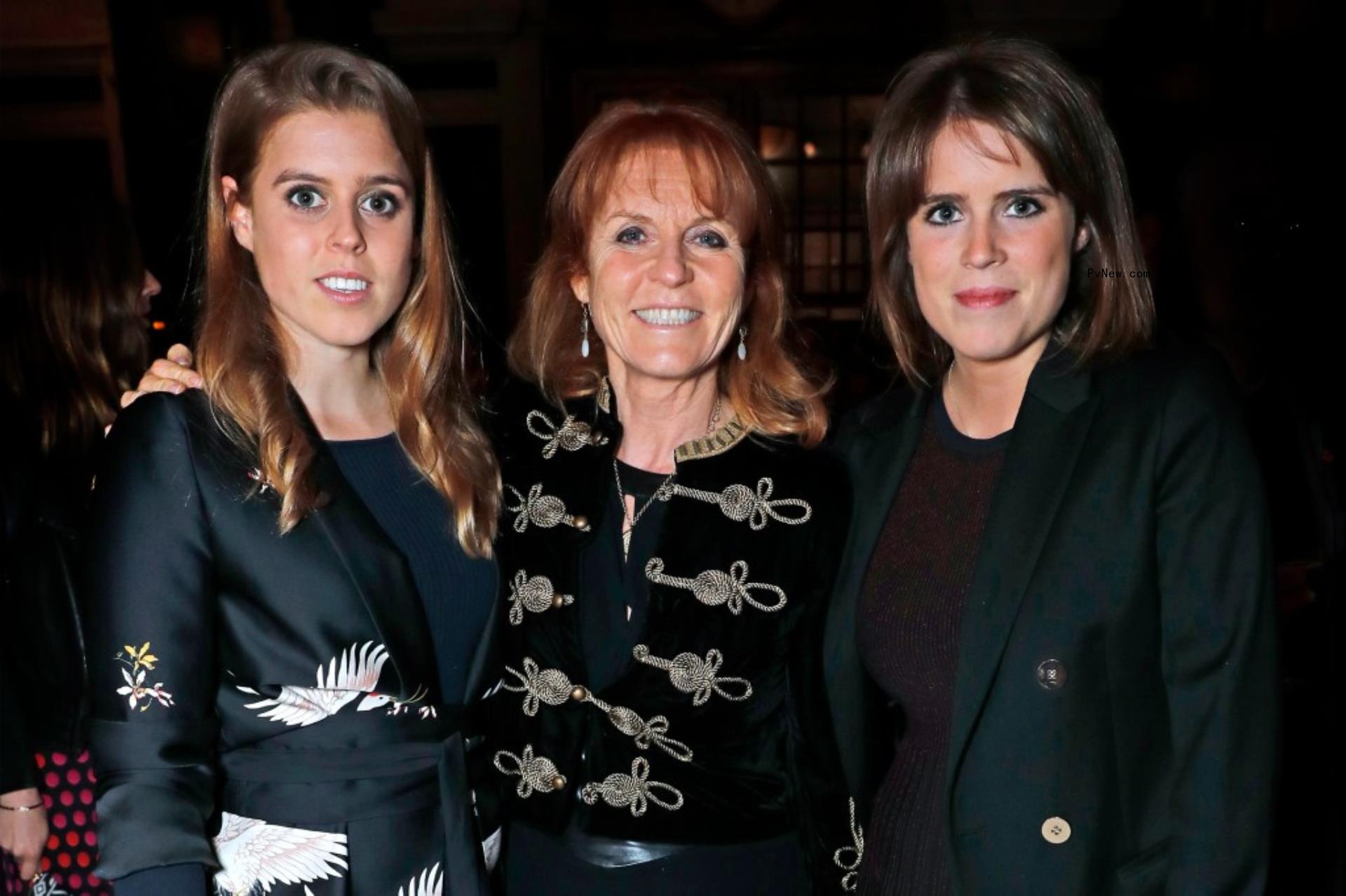Princess Beatrice and Princess Eugenie with Sarah Ferguson.