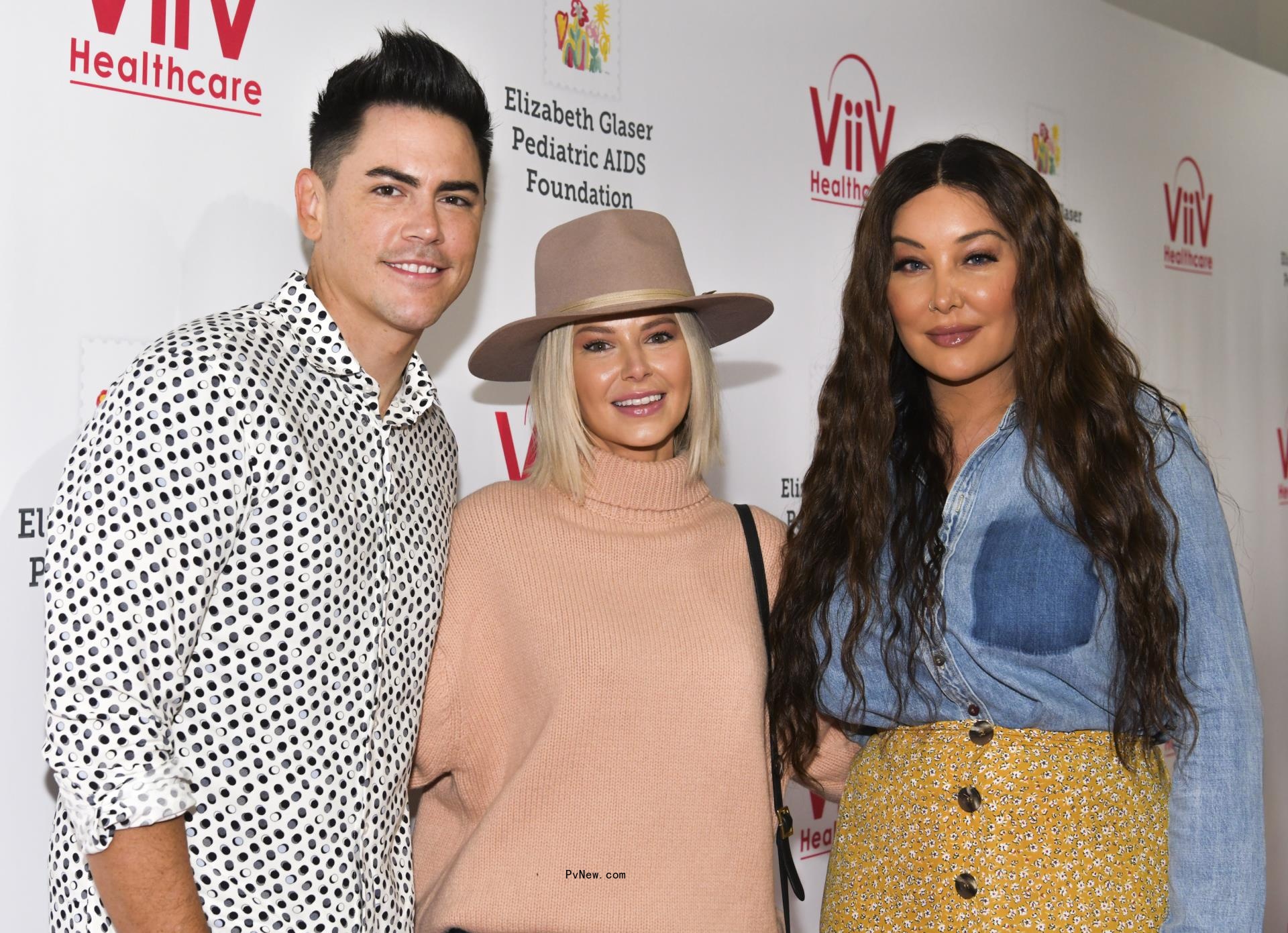 Tom Sandoval, Ariana Madix and Billie Lee pose on red carpet