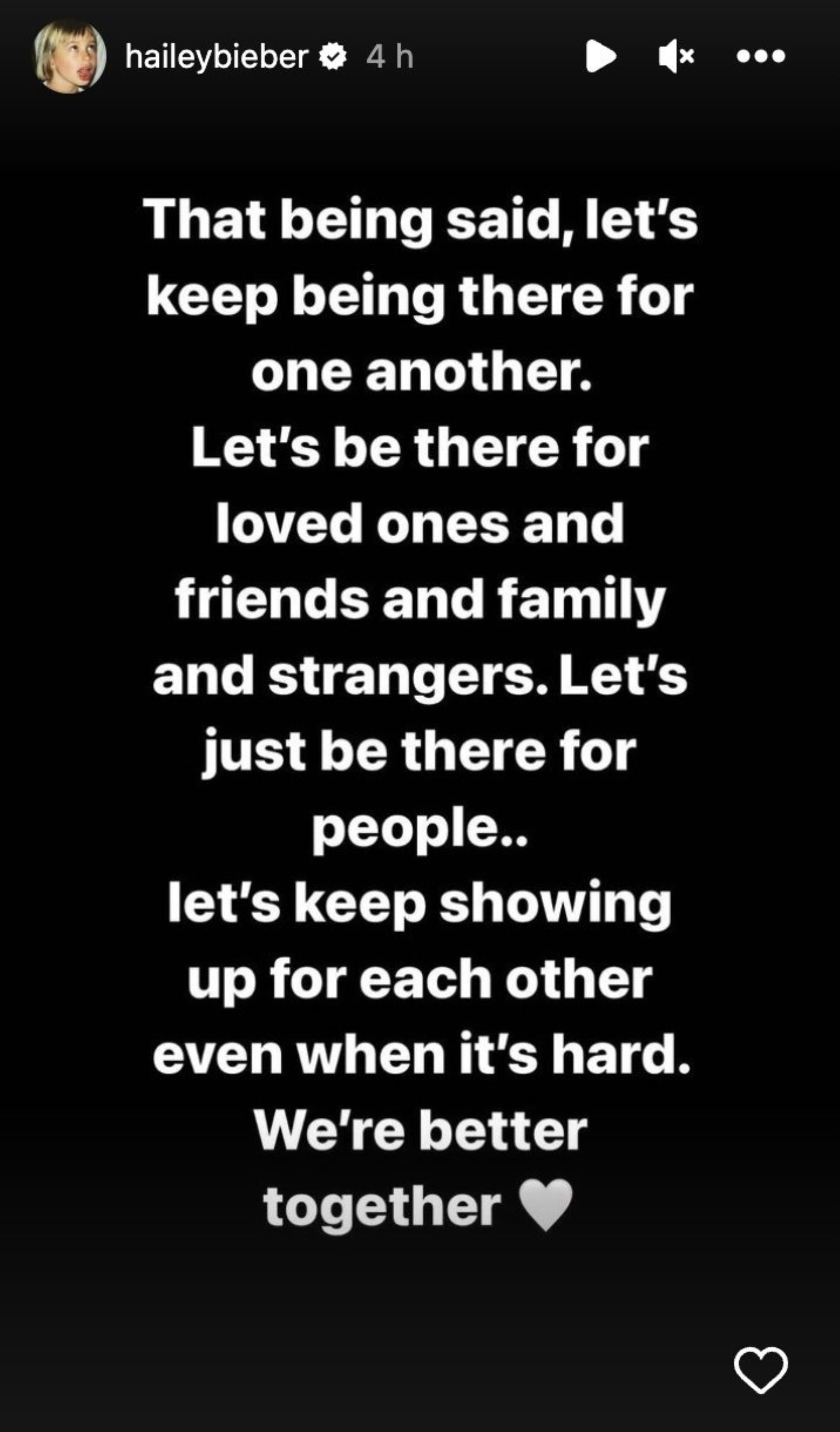Hailey Bieber's Instagram Story