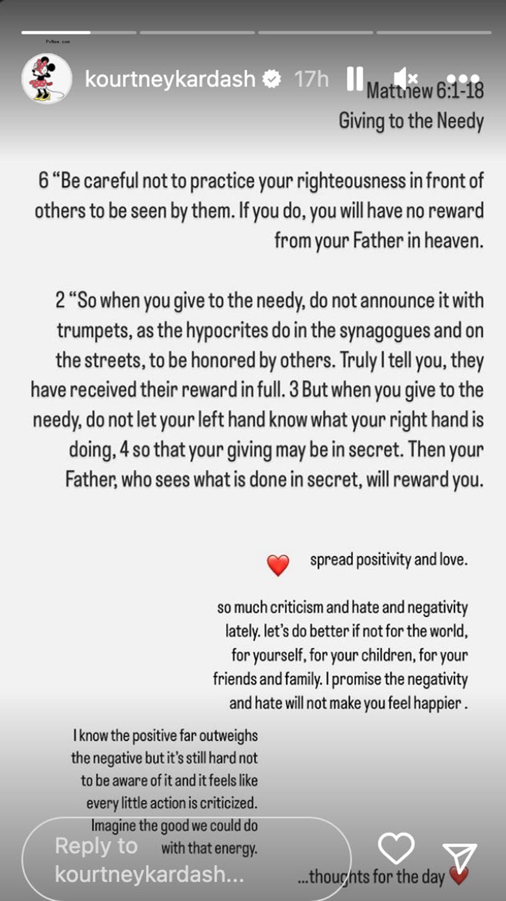 A screenshot of Kourtney kardashian's instagram story