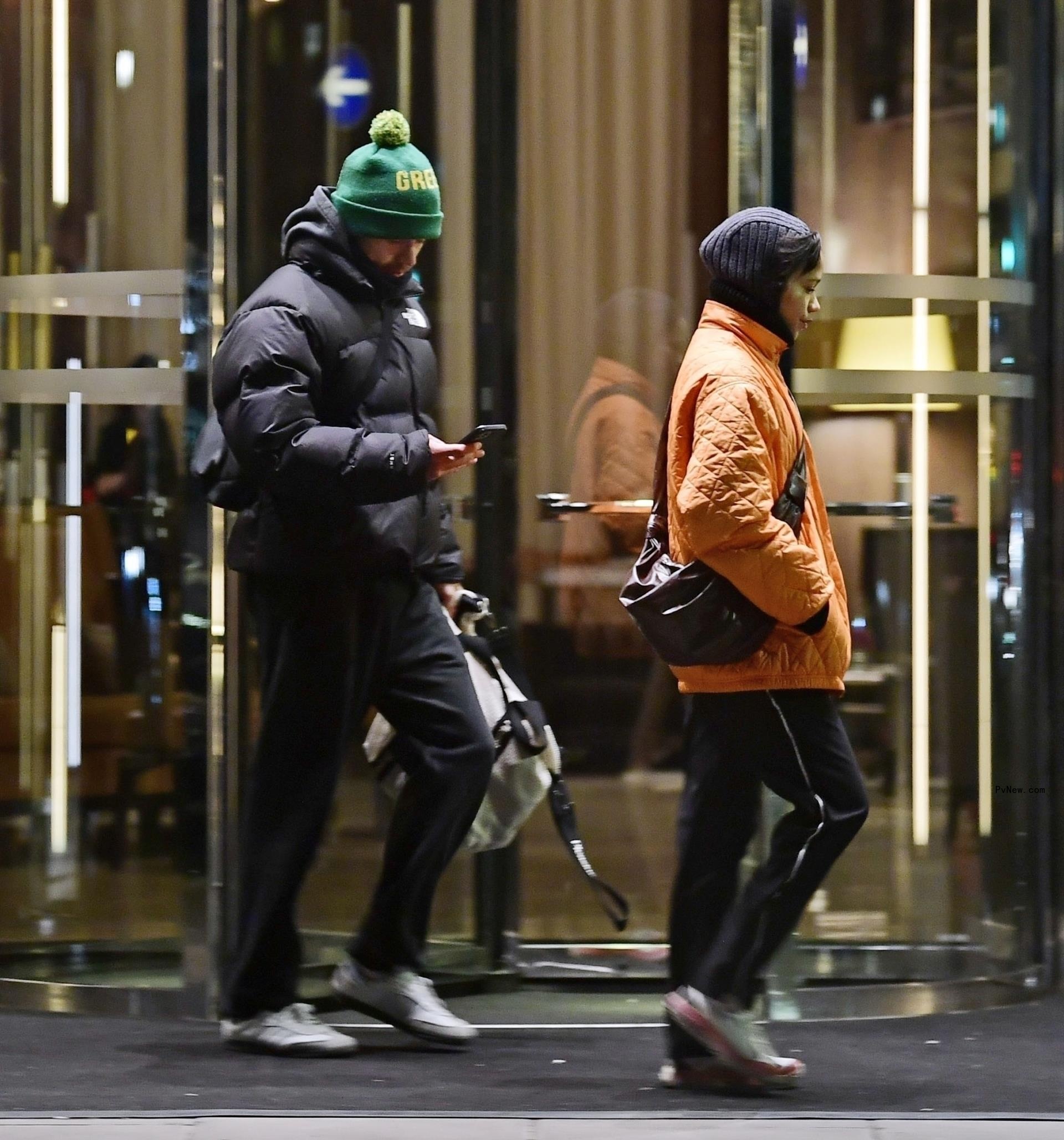 Harry Styles and Taylor Russell walking together
