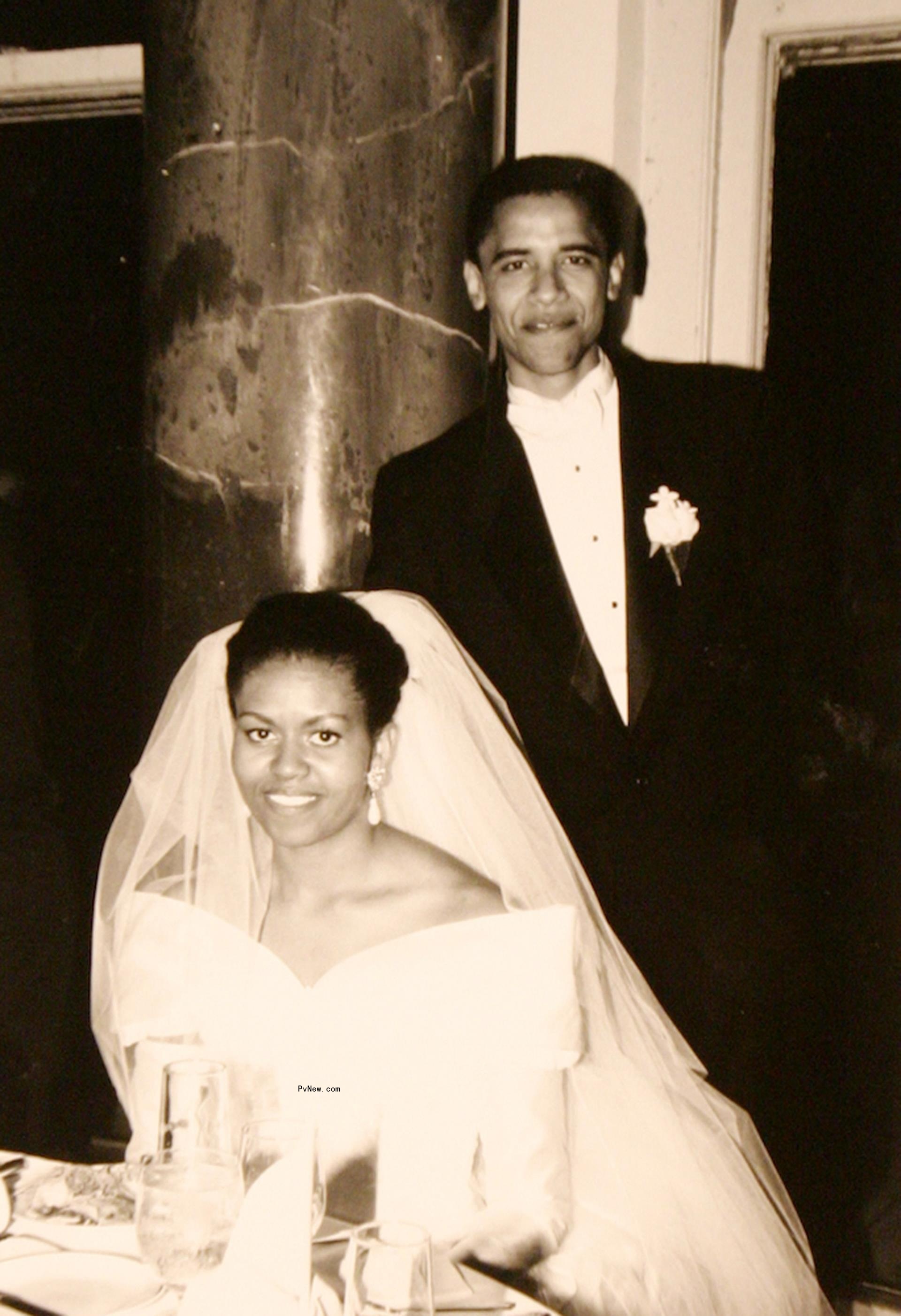 Barack and Michelle Obama on their wedding day.