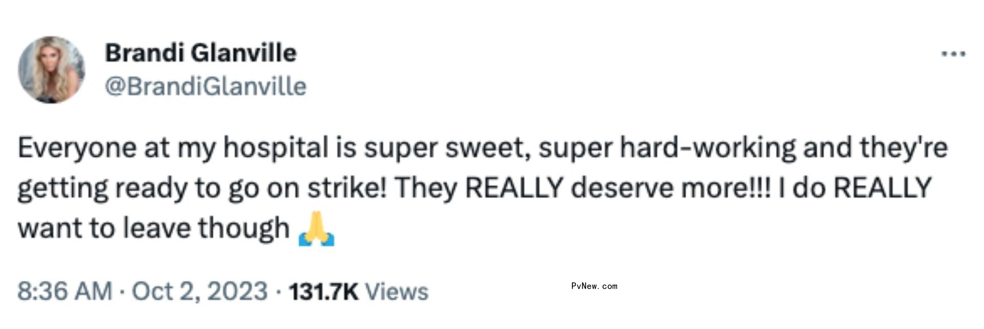 A screenshot of Brandi Glanville's tweet.