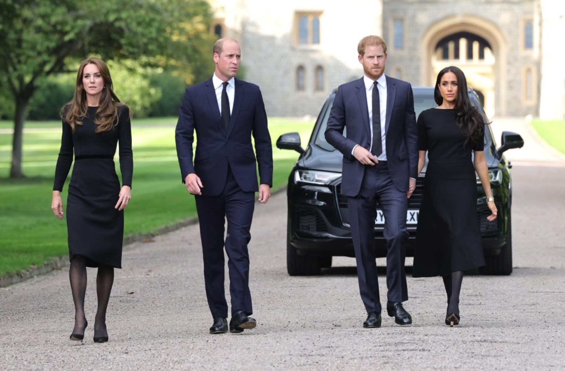 Kate Middleton, Prince William, Prince Harry and Kate Middleton at Queen Elizabeth II's funeral. 