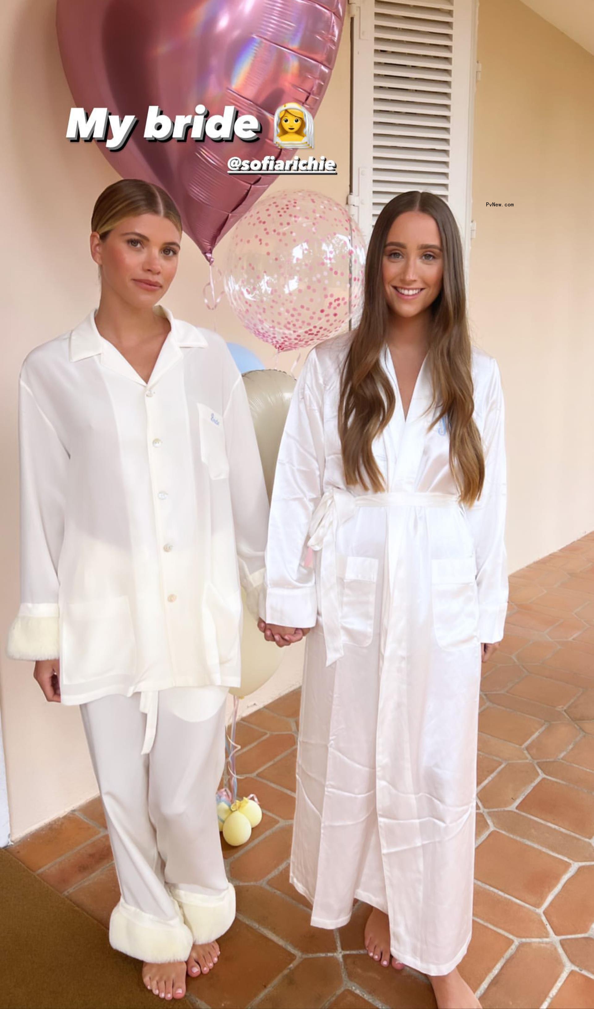 Sofia Richie posing with a friend ahead of her wedding day.