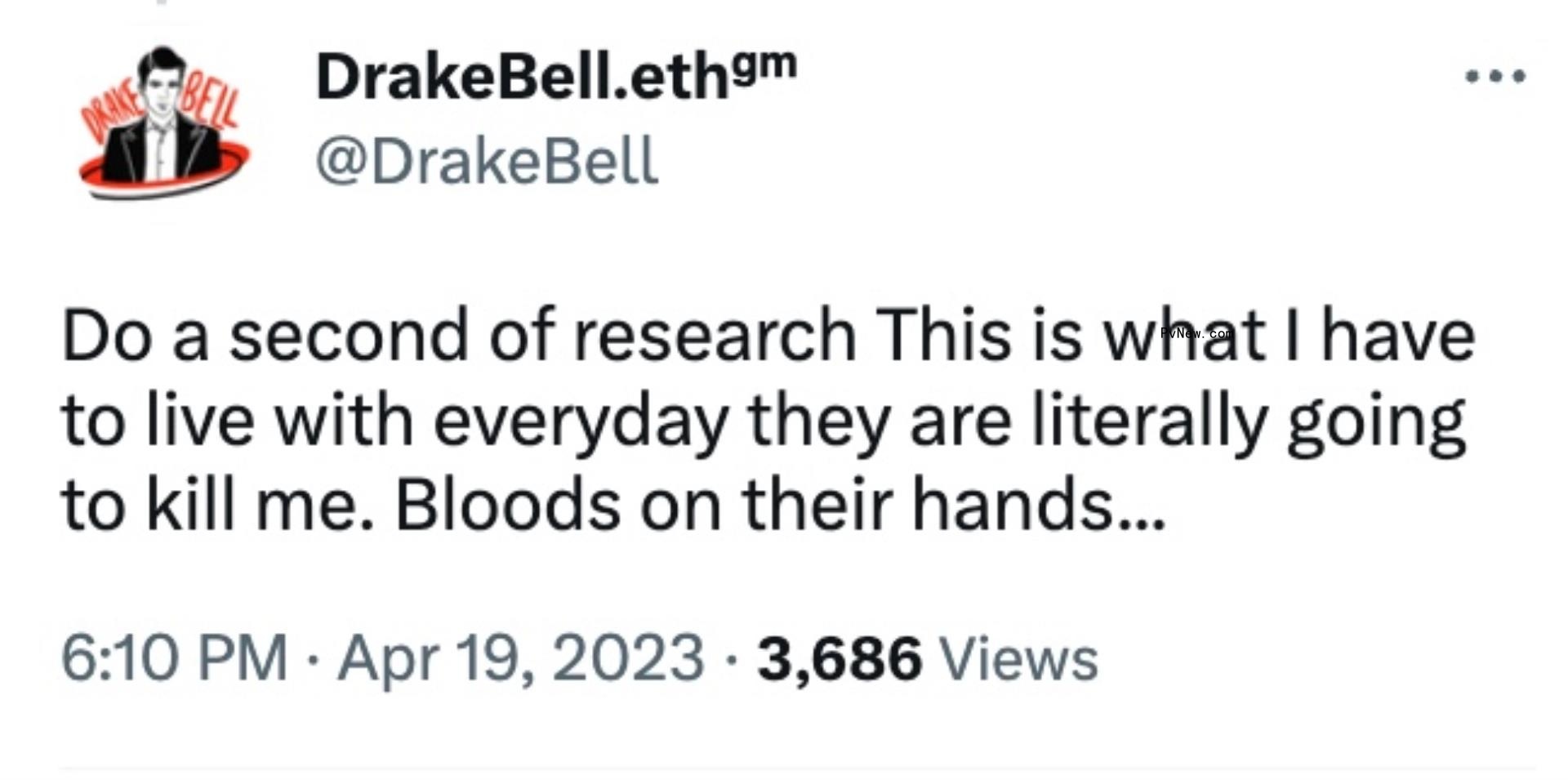 A screenshot of Drake Bell's tweet.
