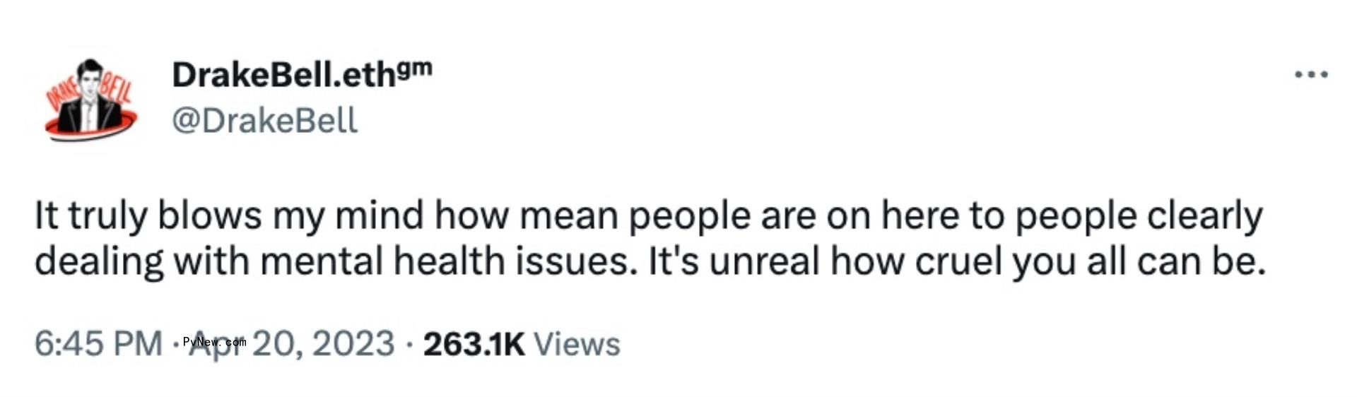 A screenshot of Drake Bell's tweet.